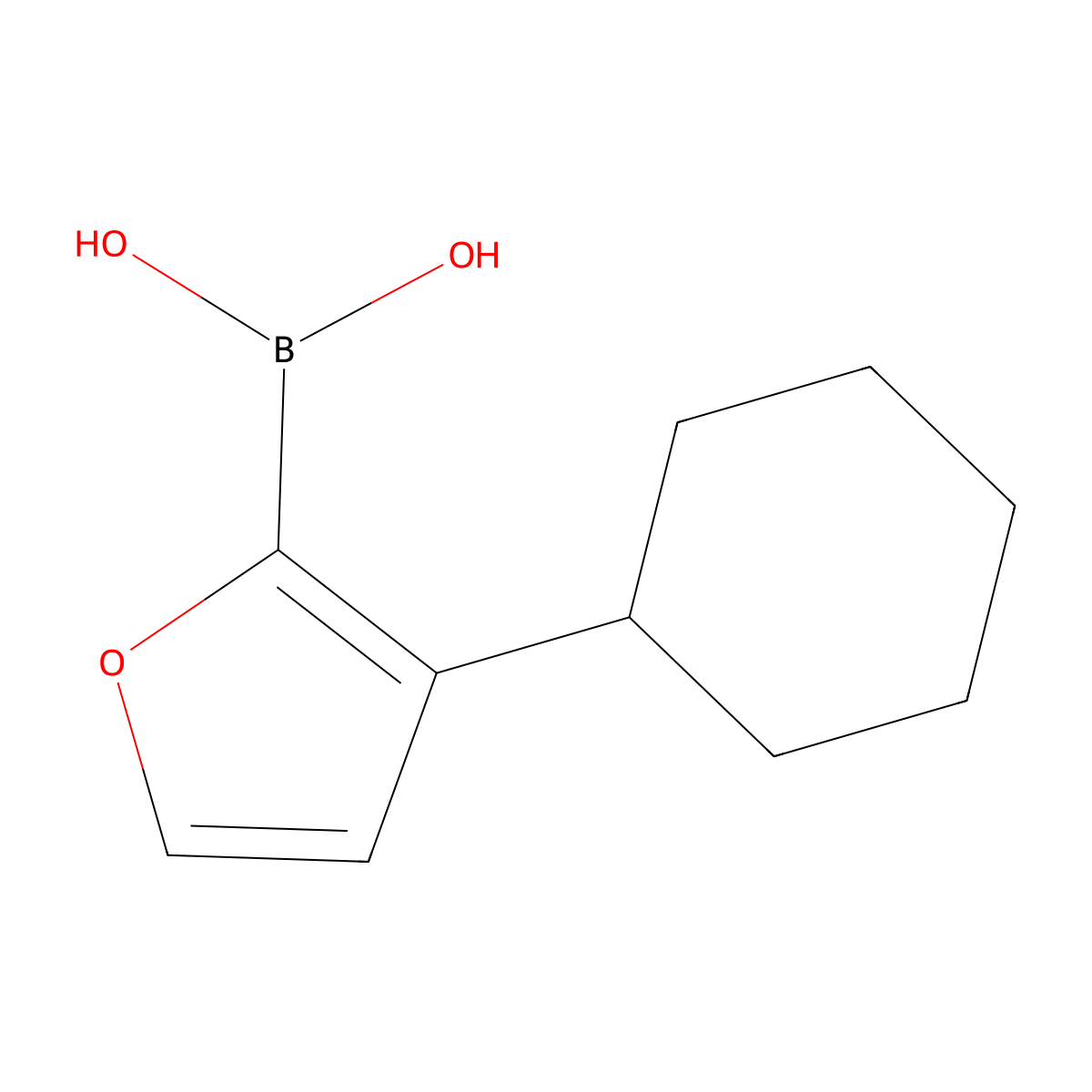(3-Cyclohexylfuran-2-yl)boronic acid molecular structure, CAS 2225170-31-8