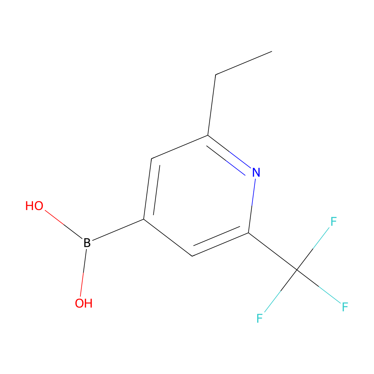 (2-Ethyl-6-(trifluoromethyl)pyridin-4-yl)boronic acid molecular structure, CAS 2225170-32-9