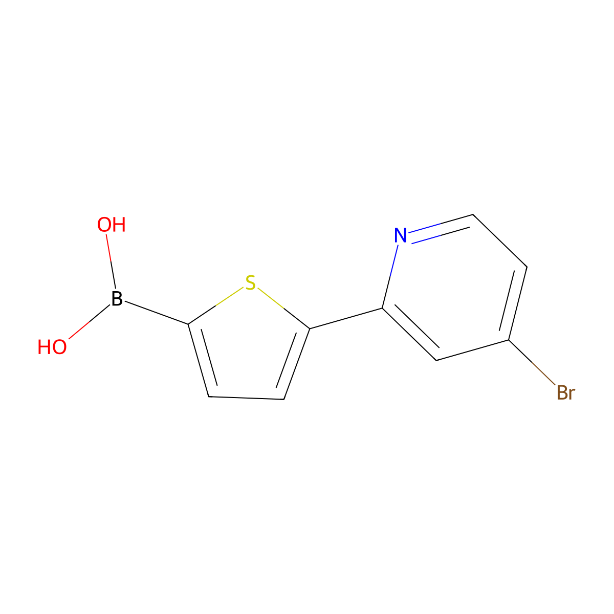 (5-(4-Bromopyridin-2-yl)thiophen-2-yl)boronic acid molecular structure, CAS 2225170-33-0
