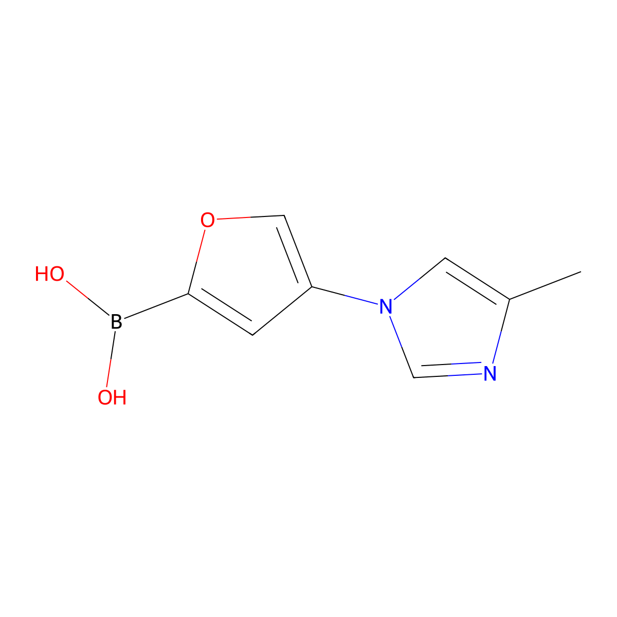 (4-(4-Methyl-1H-imidazol-1-yl)furan-2-yl)boronic acid molecular structure, CAS 2225170-35-2