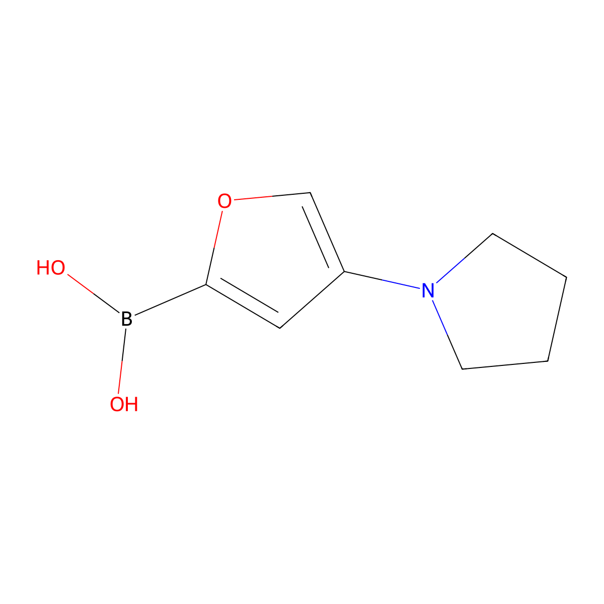 (4-(Pyrrolidin-1-yl)furan-2-yl)boronic acid molecular structure, CAS 2225170-36-3