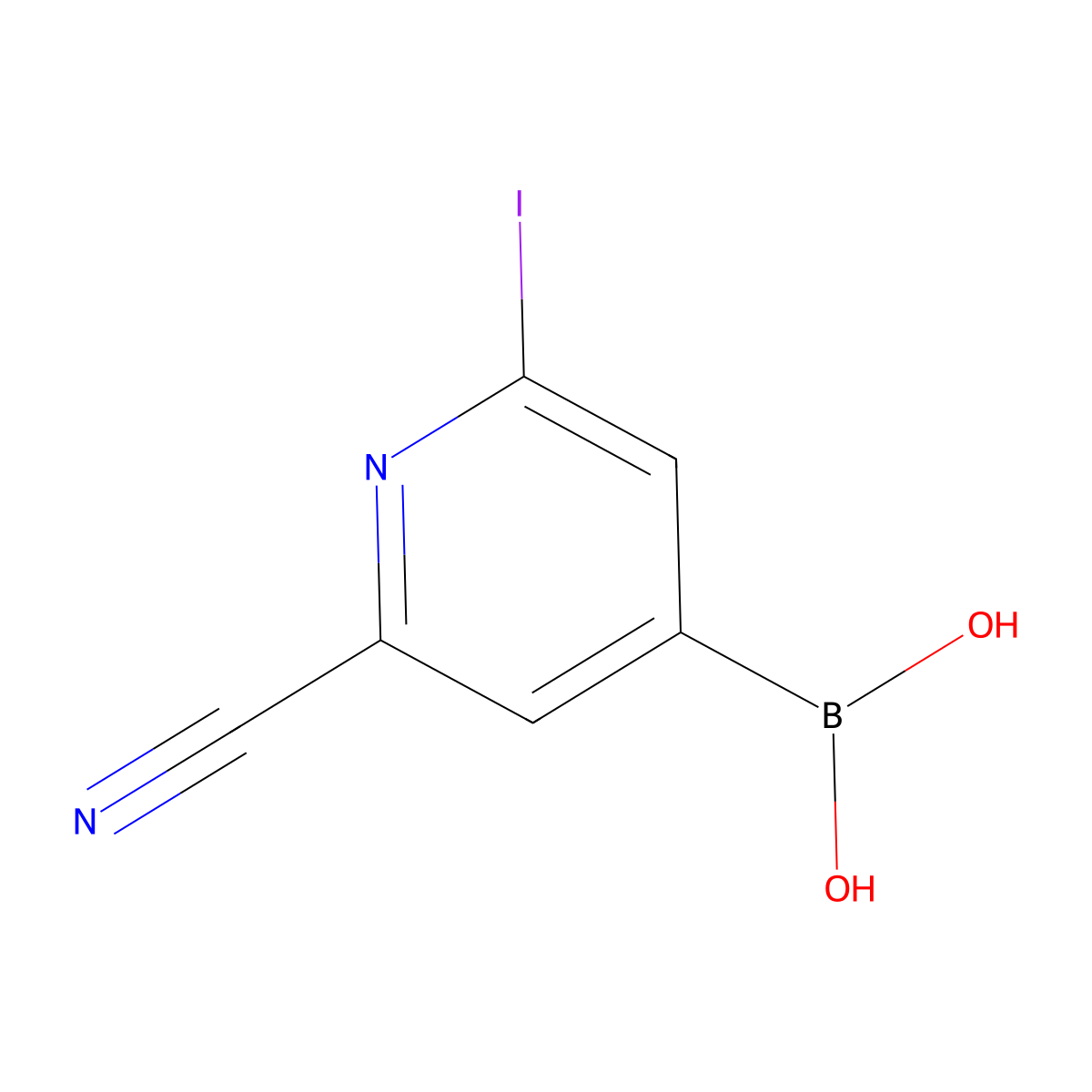 (2-Cyano-6-iodopyridin-4-yl)boronic acid molecular structure, CAS 2225170-37-4