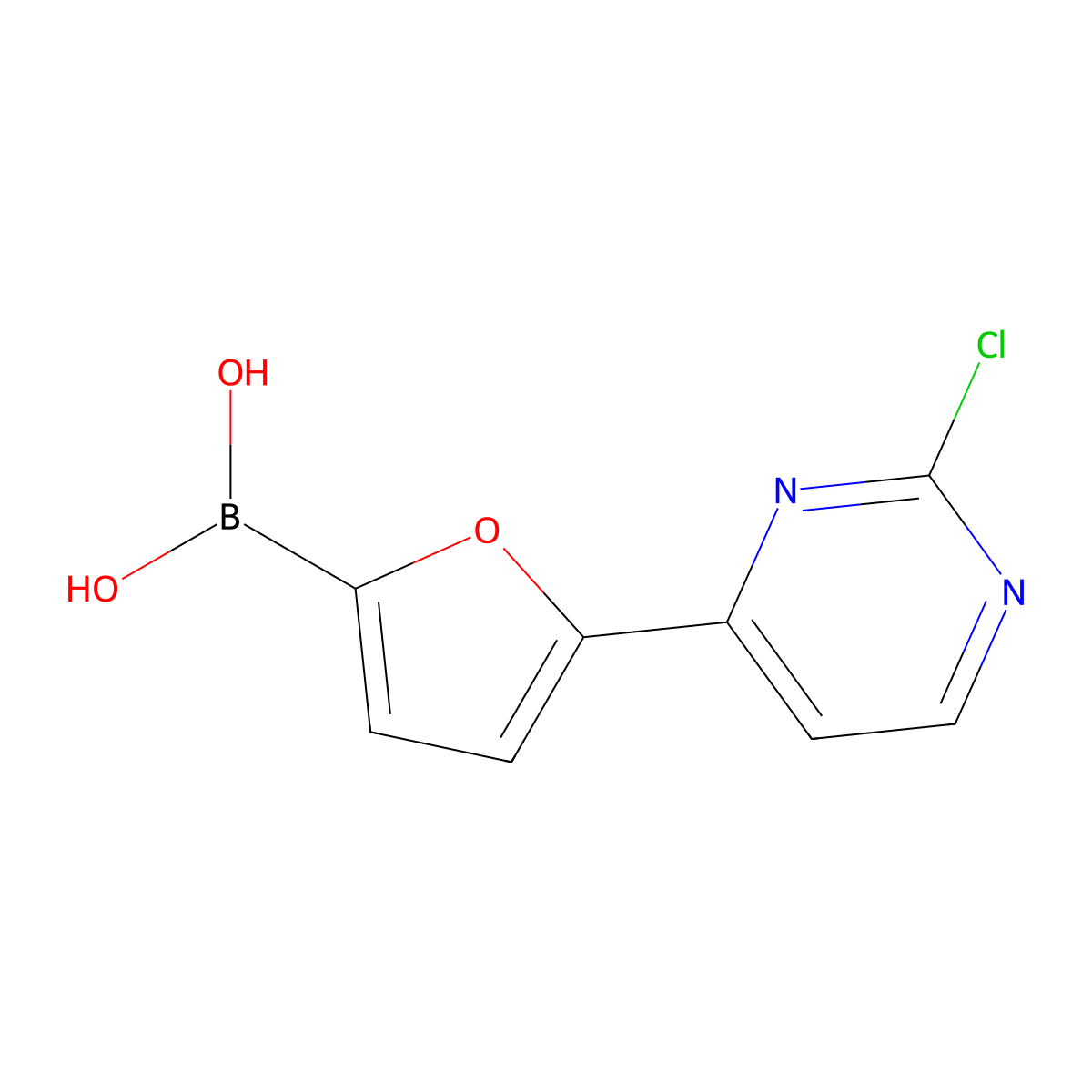 5-(2-Chloropyrimidin-4-yl)furan-2-boronic acid molecular structure, CAS 2225170-38-5