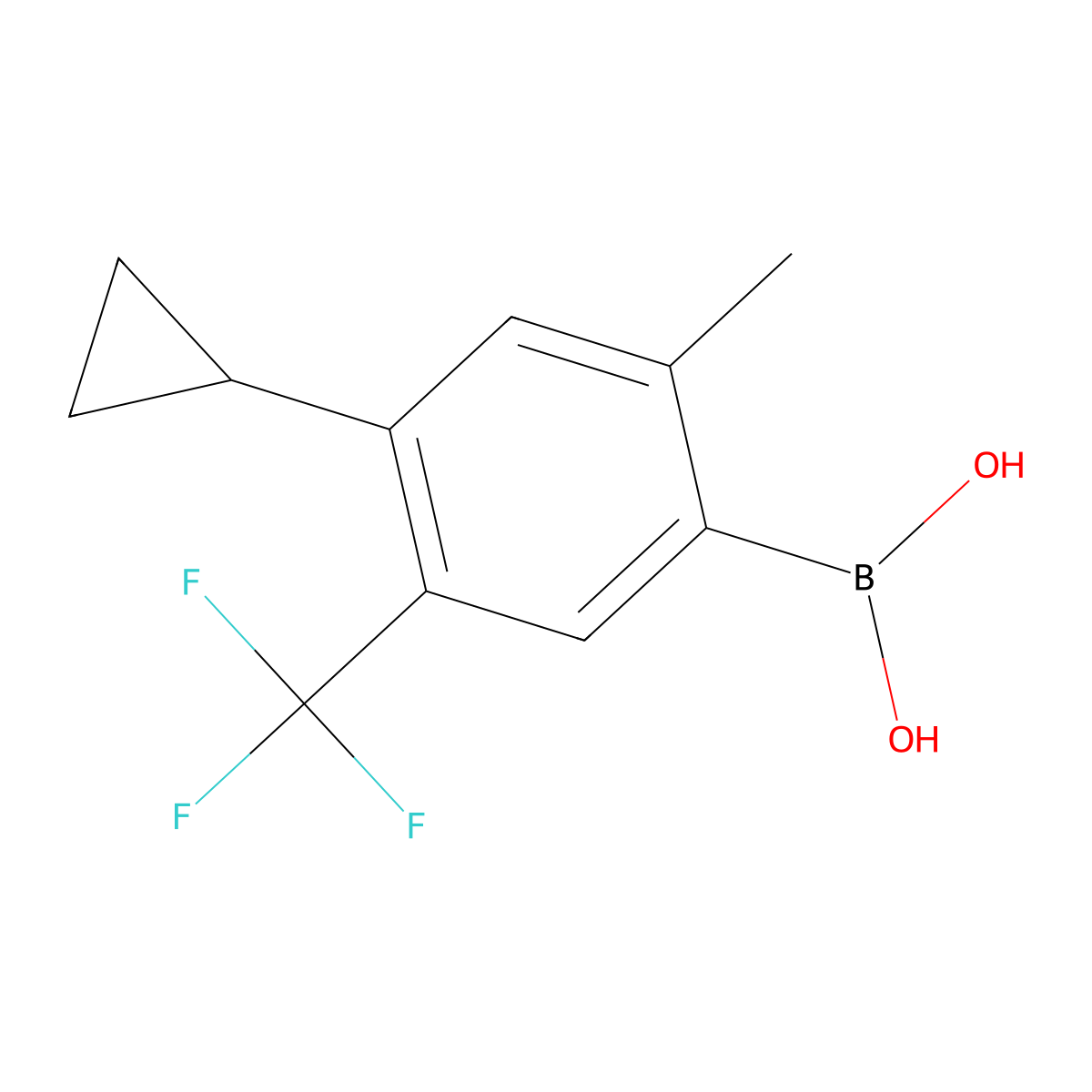 (4-Cyclopropyl-2-methyl-5-(trifluoromethyl)phenyl)boronic acid molecular structure, CAS 2225170-41-0