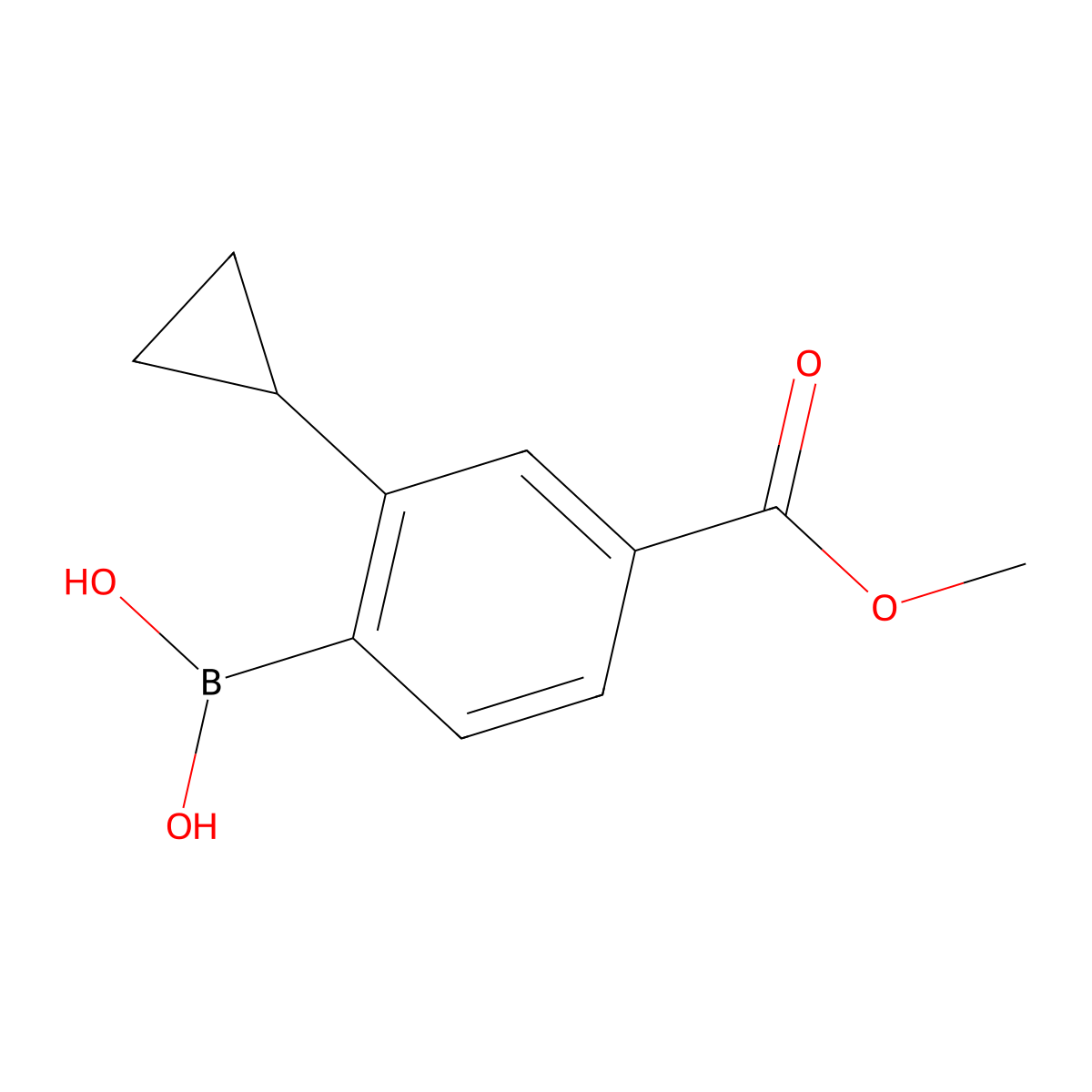 (2-Cyclopropyl-4-(methoxycarbonyl)phenyl)boronic acid molecular structure, CAS 2225170-42-1