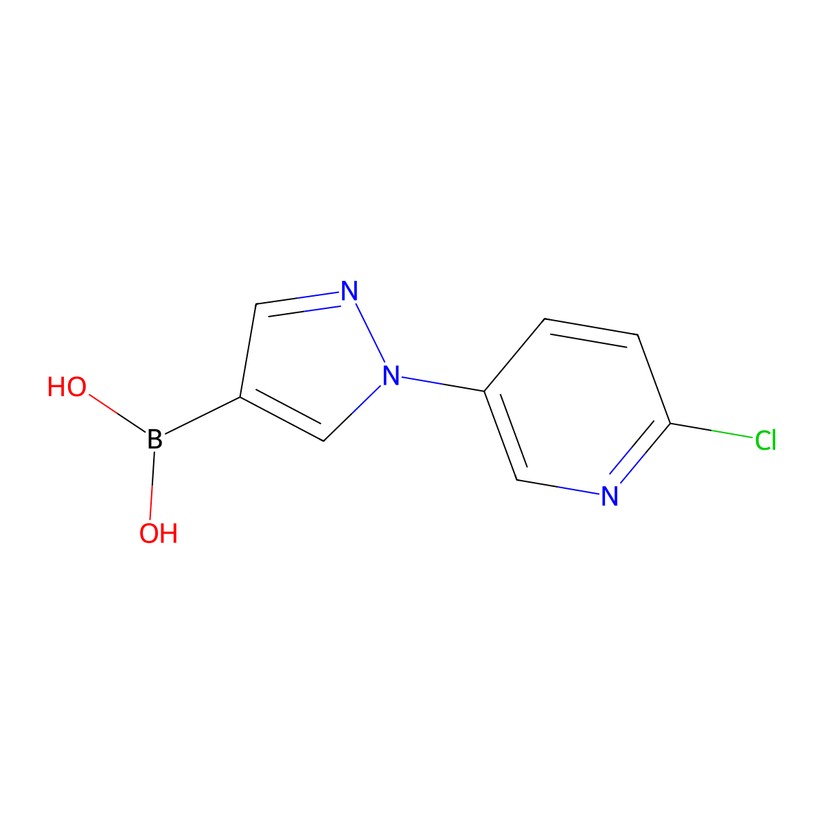 (1-(6-Chloropyridin-3-yl)-1H-pyrazol-4-yl)boronic acid molecular structure, CAS 2225170-45-4