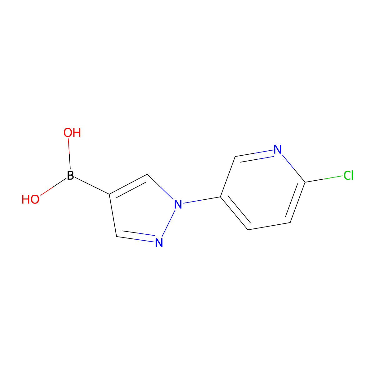 (1-(6-Chloropyridin-3-yl)-1H-pyrazol-4-yl)boronic acid molecular structure, CAS 2225170-45-4