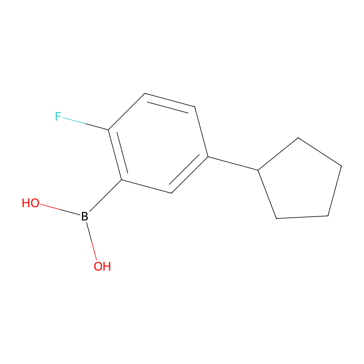 (5-Cyclopentyl-2-fluorophenyl)boronic acid molecular structure, CAS 2225170-46-5