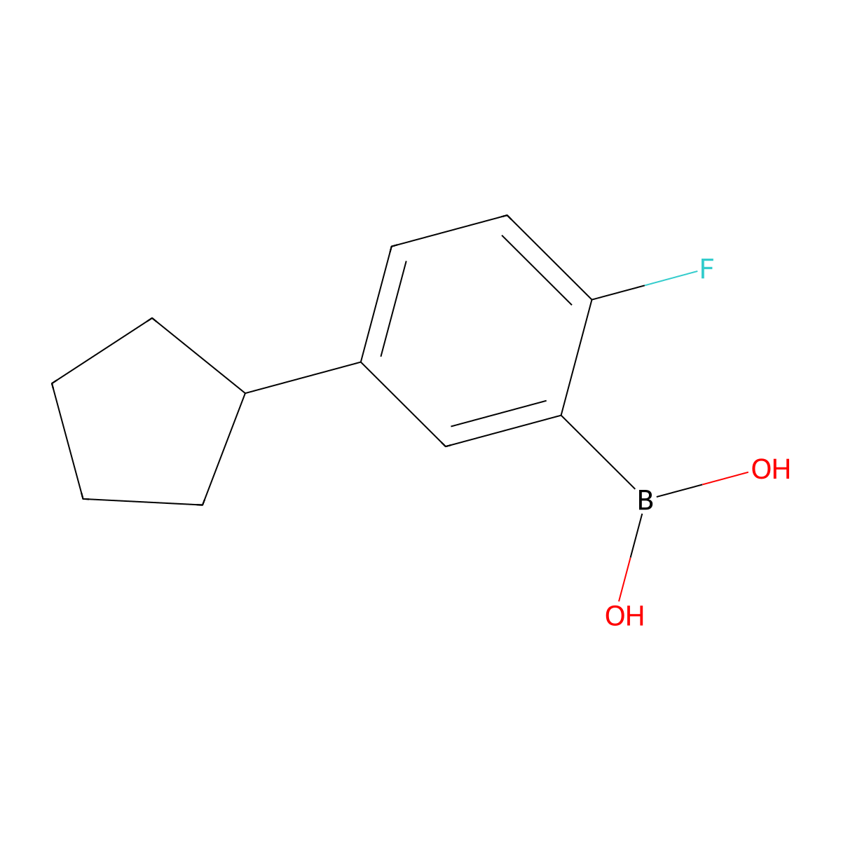 (5-Cyclopentyl-2-fluorophenyl)boronic acid molecular structure, CAS 2225170-46-5