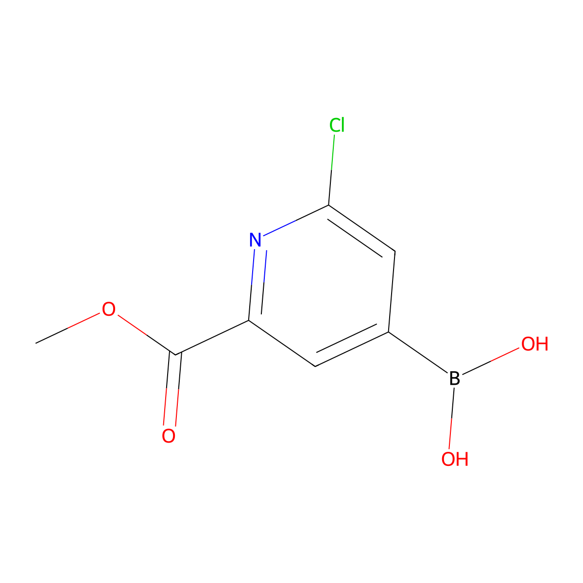 2-Chloro-6-(methoxycarbonyl)pyridine-4-boronic acid molecular structure, CAS 2225170-53-4