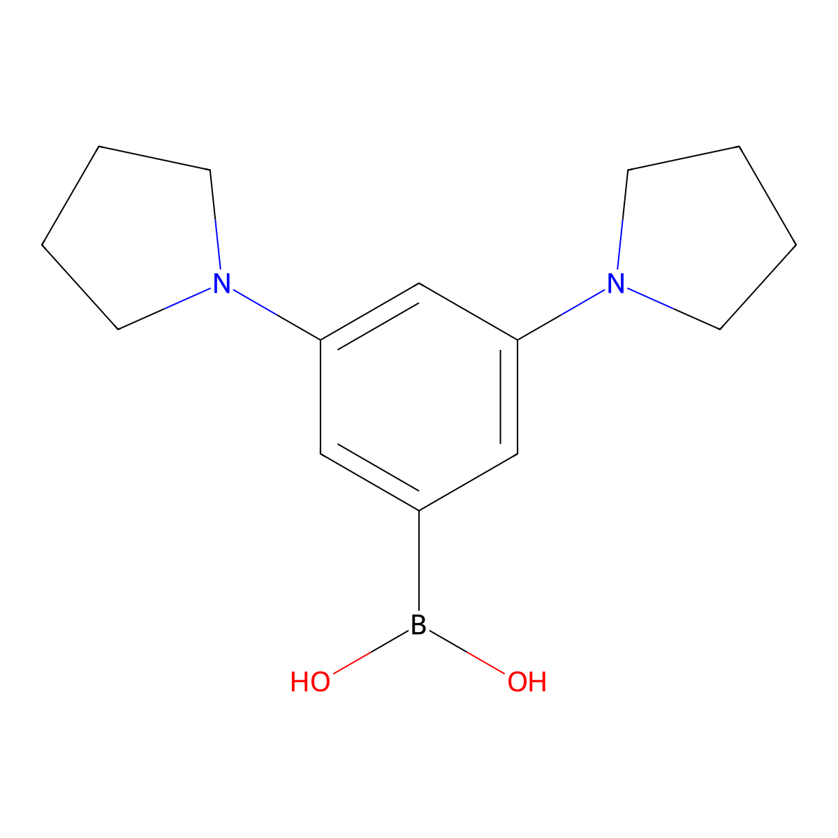 (3,5-Di(pyrrolidin-1-yl)phenyl)boronic acid molecular structure, CAS 2225170-56-7