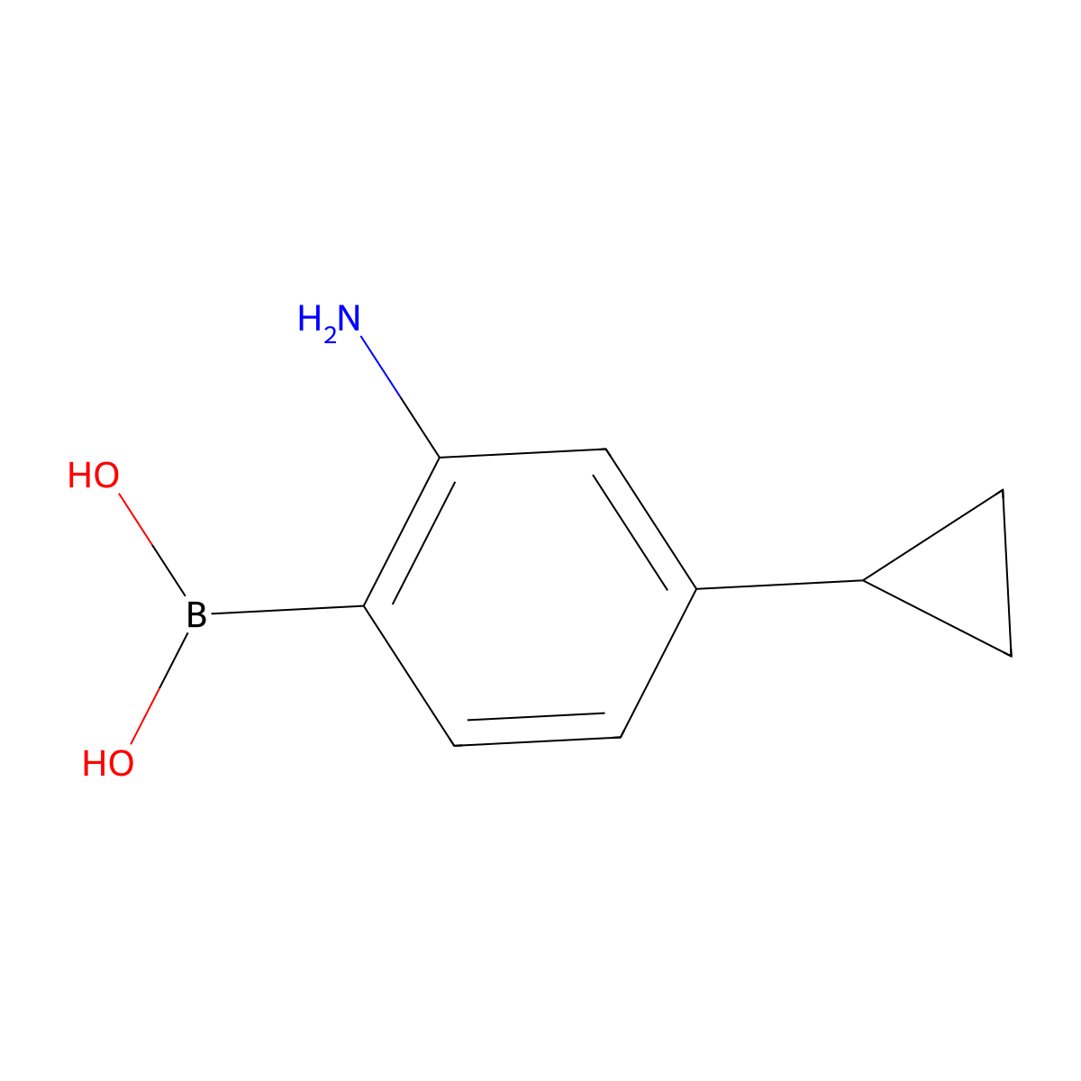 (2-Amino-4-cyclopropylphenyl)boronic acid molecular structure, CAS 2225170-61-4