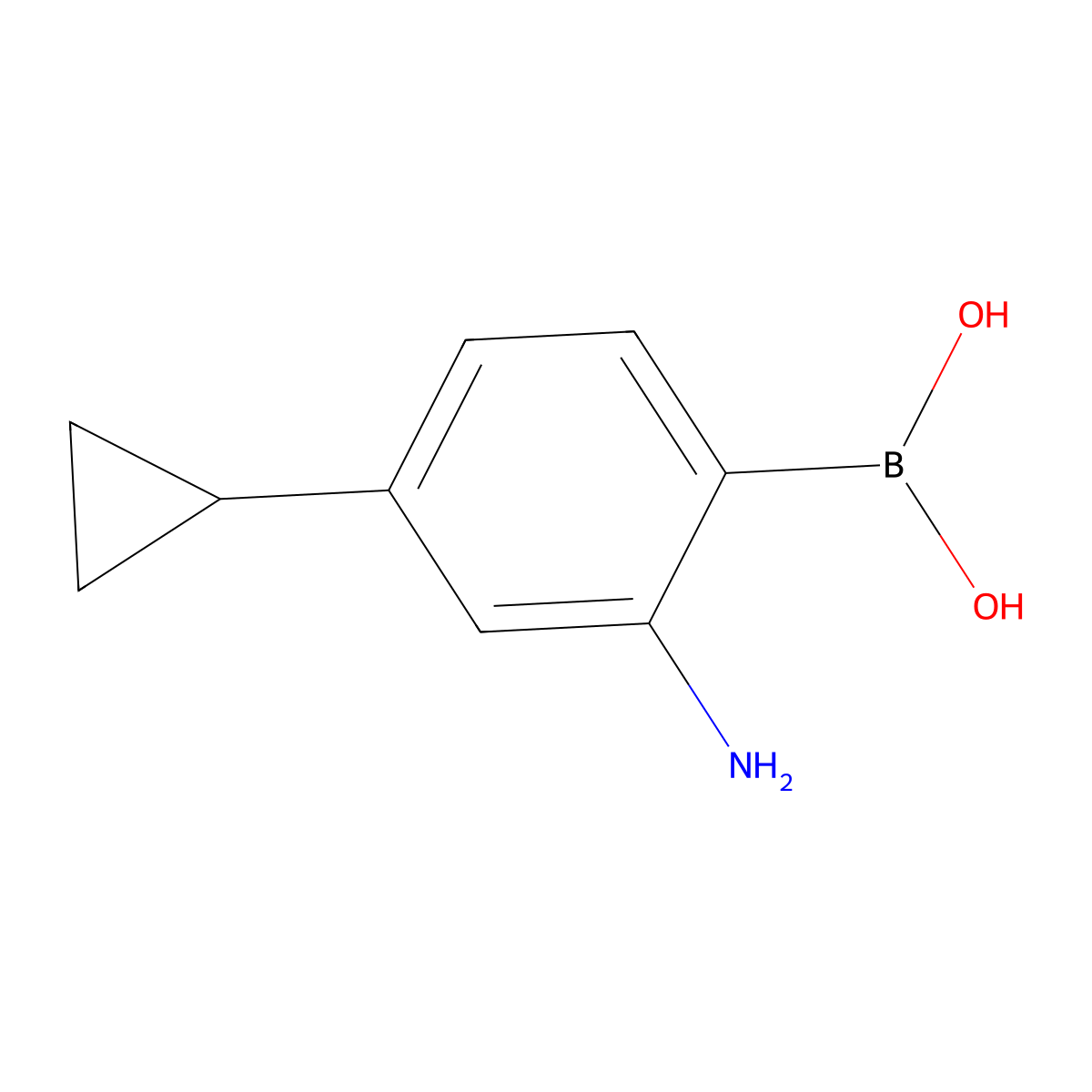 (2-Amino-4-cyclopropylphenyl)boronic acid molecular structure, CAS 2225170-61-4