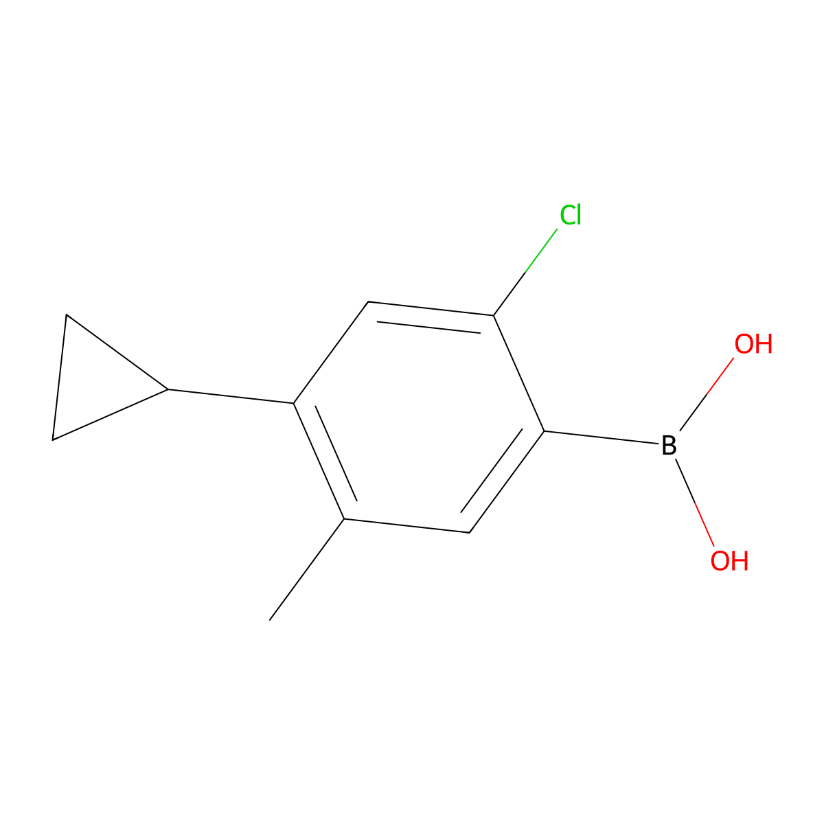 (2-Chloro-4-cyclopropyl-5-methylphenyl)boronic acid molecular structure, CAS 2225170-63-6