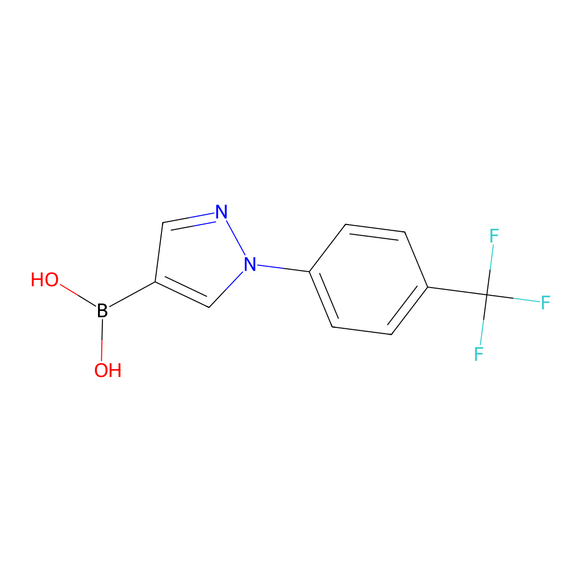 (1-(4-(trifluoromethyl)phenyl)-1H-pyrazol-4-yl)boronic acid molecular structure, CAS 2225170-71-6