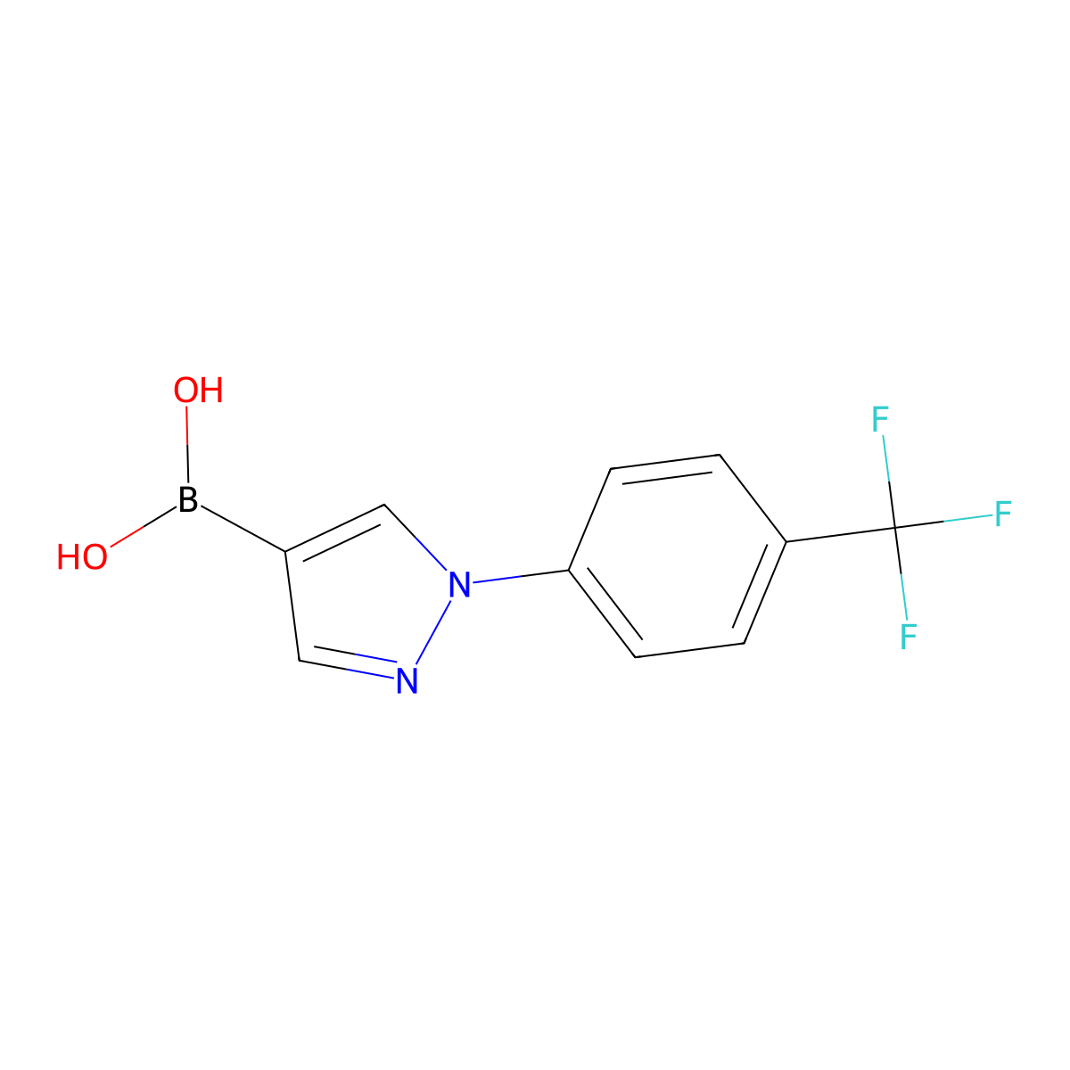 (1-(4-(trifluoromethyl)phenyl)-1H-pyrazol-4-yl)boronic acid molecular structure, CAS 2225170-71-6