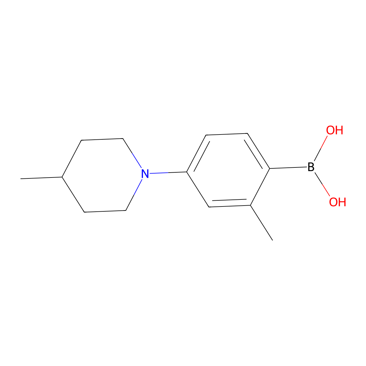 (2-Methyl-4-(4-methylpiperidin-1-yl)phenyl)boronic acid molecular structure, CAS 2225170-74-9