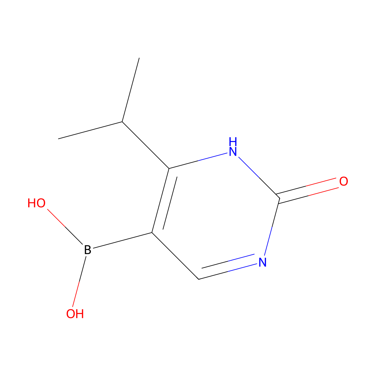 (6-Isopropyl-2-oxo-1,2-dihydropyrimidin-5-yl)boronic acid molecular structure, CAS 2225170-78-3