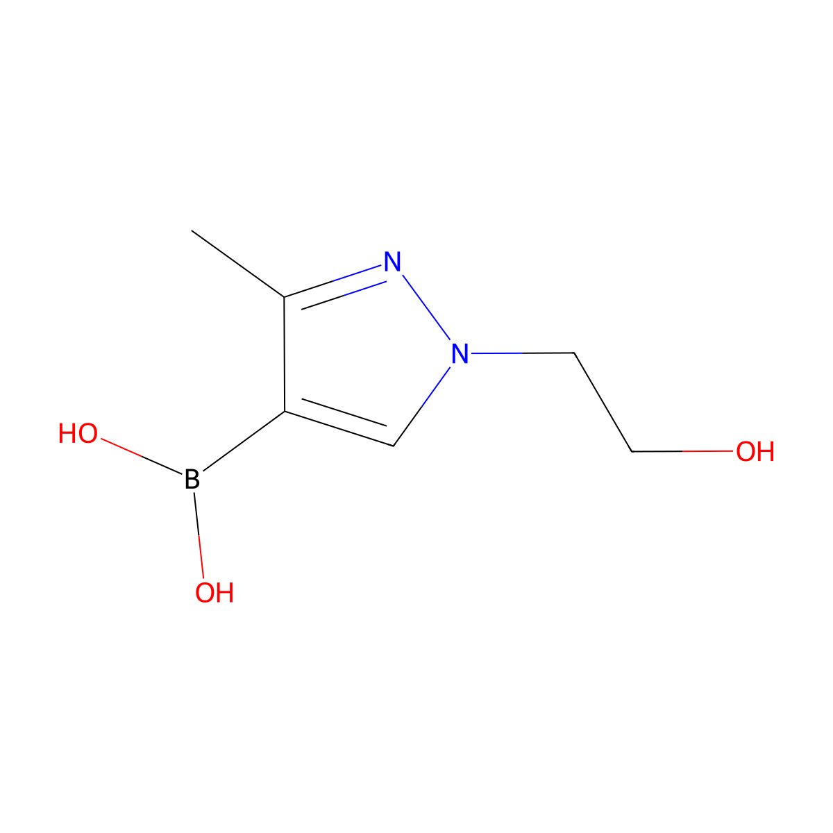 (1-(2-Hydroxyethyl)-3-methyl-1H-pyrazol-4-yl)boronic acid molecular structure, CAS 2225170-81-8