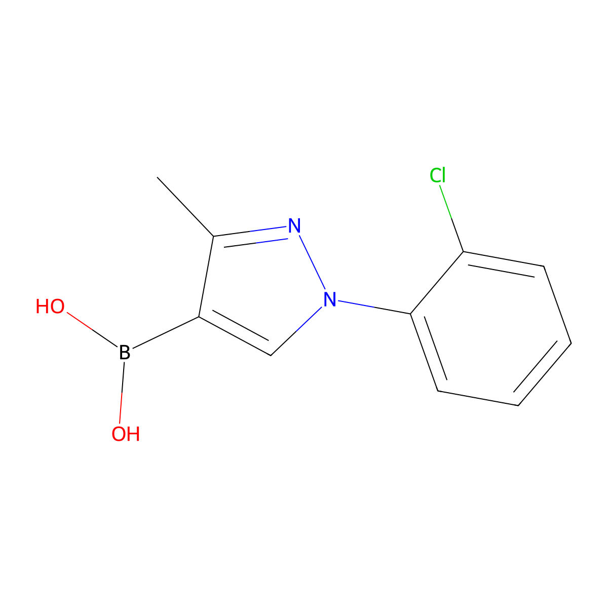 (1-(2-Chlorophenyl)-3-methyl-1H-pyrazol-4-yl)boronic acid molecular structure, CAS 2225170-85-2