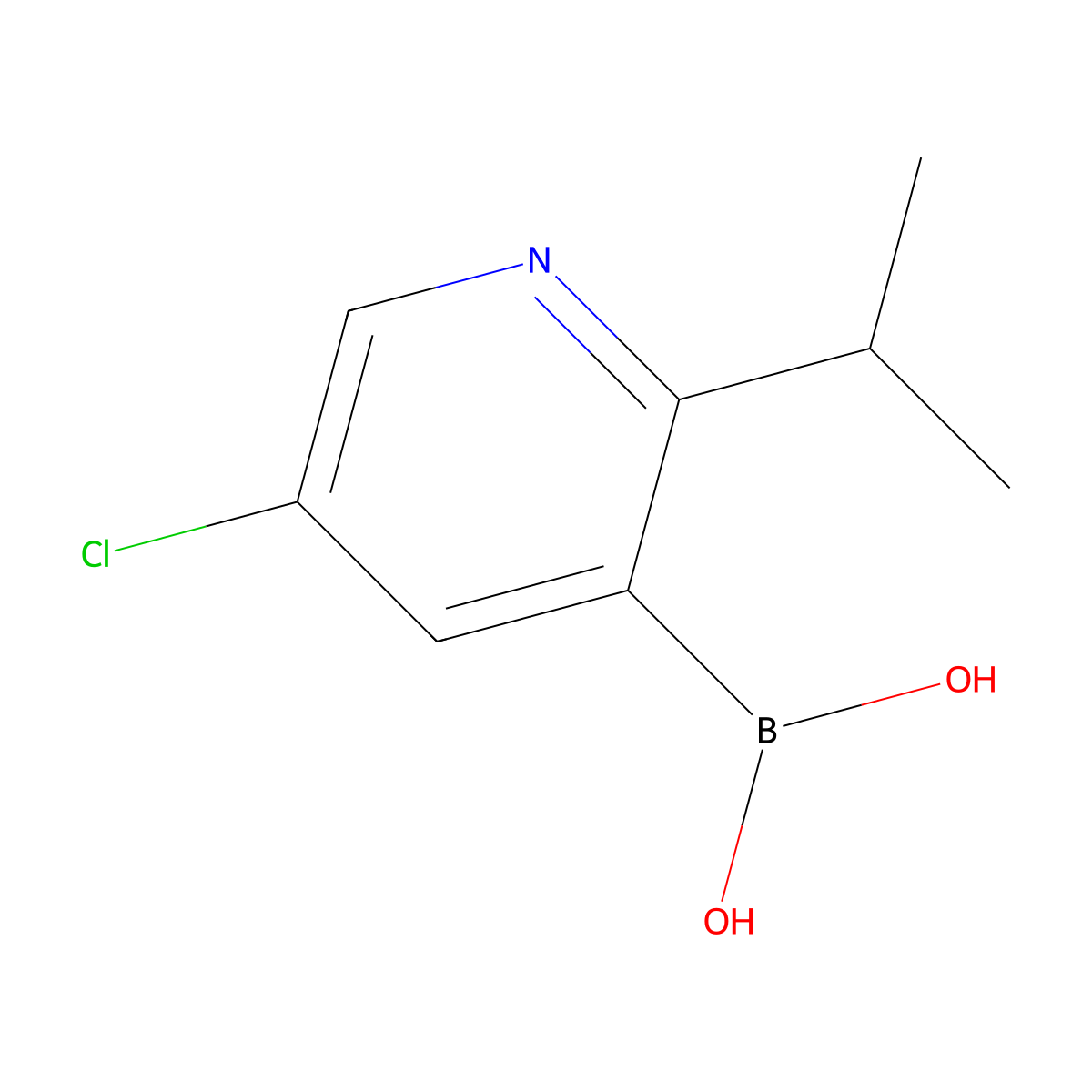(5-Chloro-2-isopropylpyridin-3-yl)boronic acid molecular structure, CAS 2225170-88-5