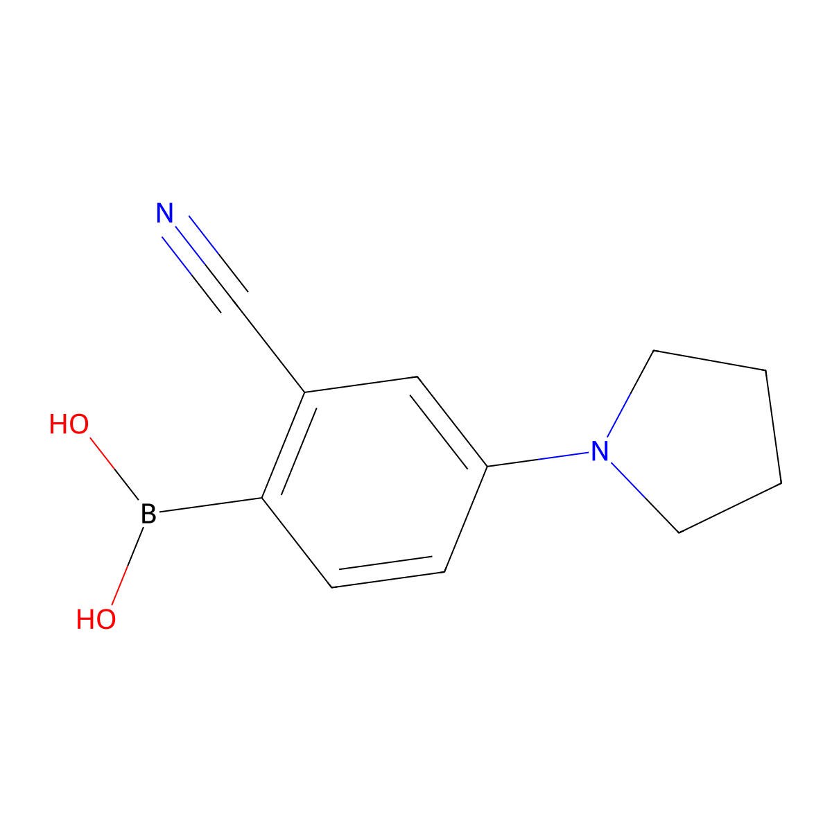 (2-Cyano-4-(pyrrolidin-1-yl)phenyl)boronic acid molecular structure, CAS 2225170-92-1