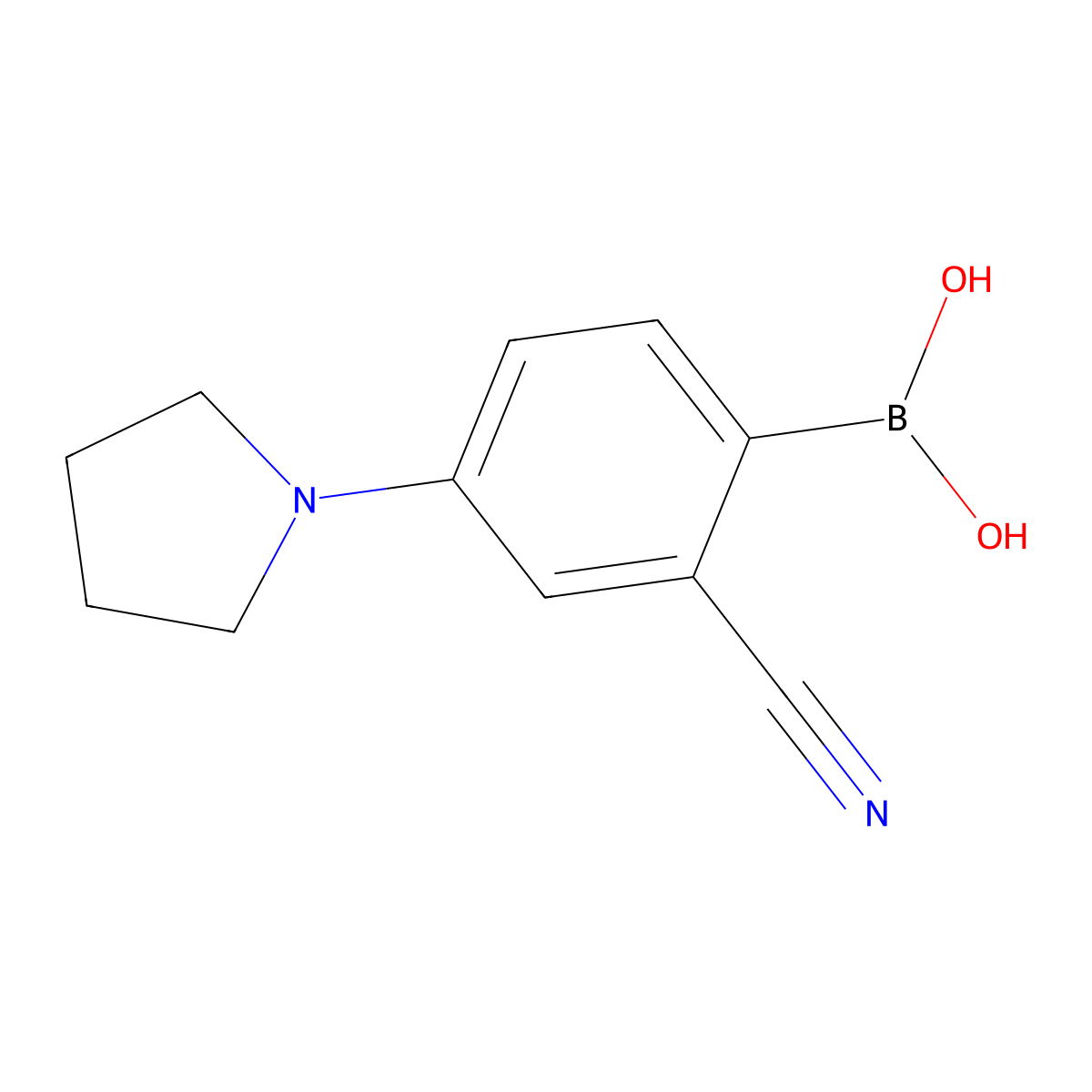 (2-Cyano-4-(pyrrolidin-1-yl)phenyl)boronic acid molecular structure, CAS 2225170-92-1