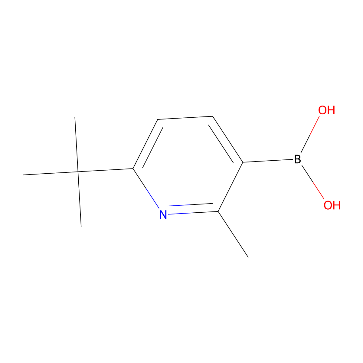 (6-(tert-Butyl)-2-methylpyridin-3-yl)boronic acid molecular structure, CAS 2225170-94-3