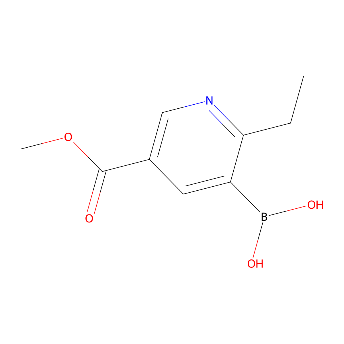 (2-Ethyl-5-(methoxycarbonyl)pyridin-3-yl)boronic acid molecular structure, CAS 2225170-95-4