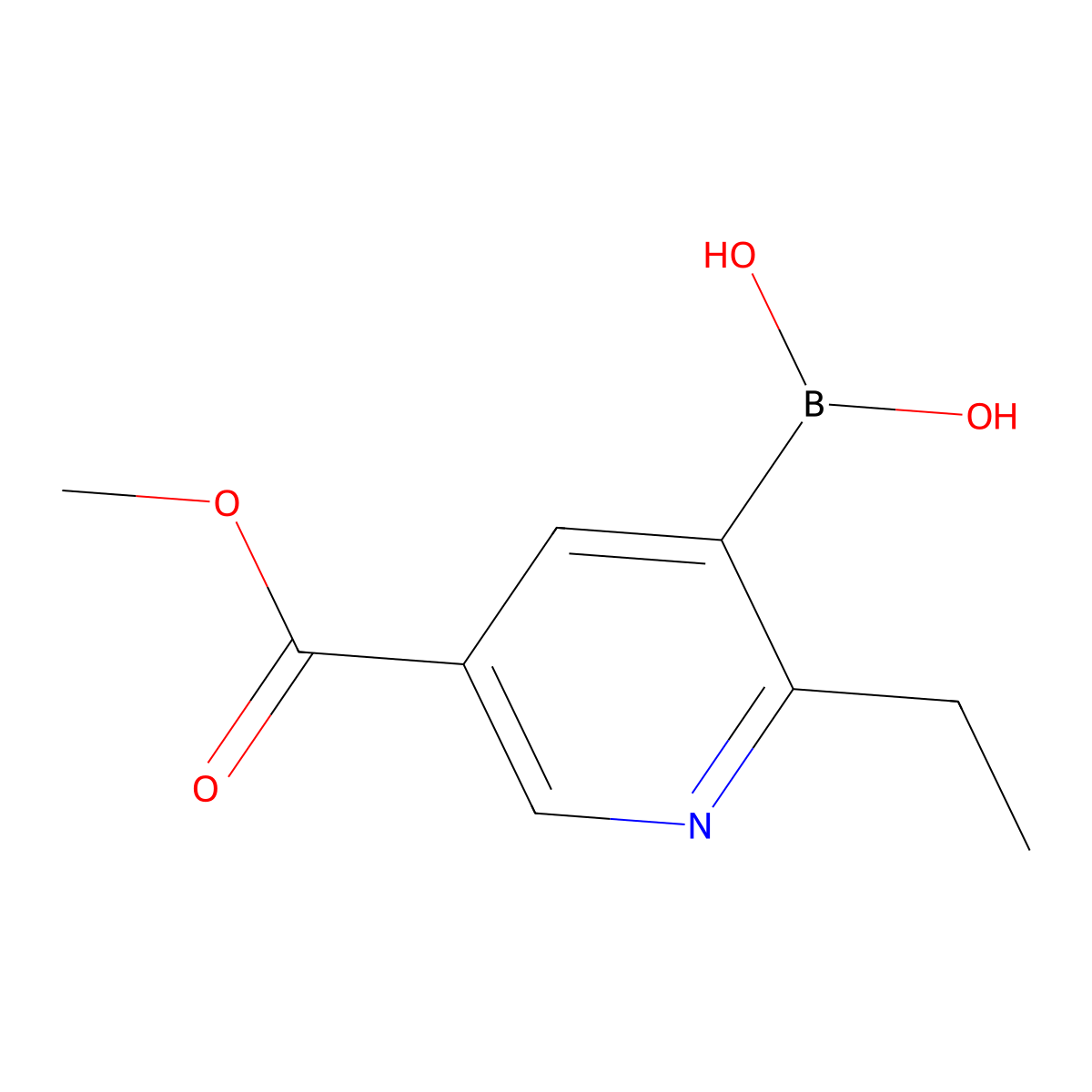 (2-Ethyl-5-(methoxycarbonyl)pyridin-3-yl)boronic acid molecular structure, CAS 2225170-95-4