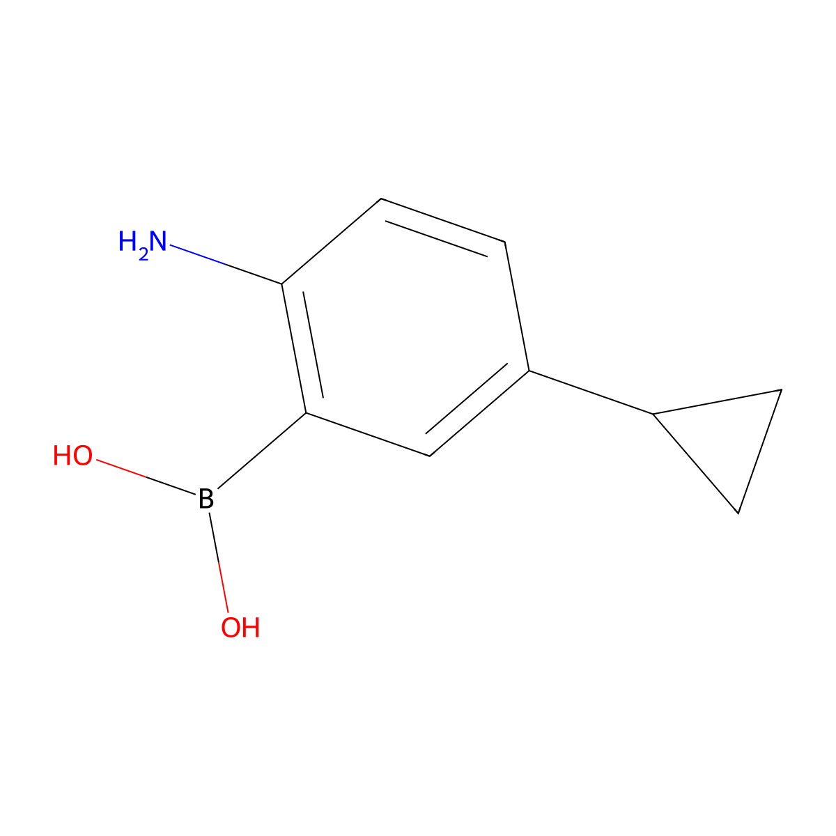(2-Amino-5-cyclopropylphenyl)boronic acid molecular structure, CAS 2225171-51-5