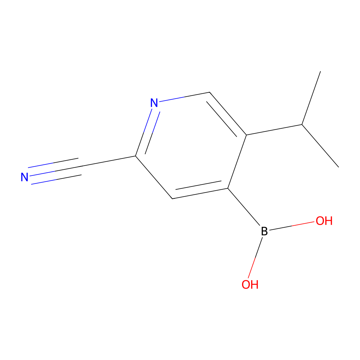 (2-Cyano-5-isopropylpyridin-4-yl)boronic acid molecular structure, CAS 2225171-56-0