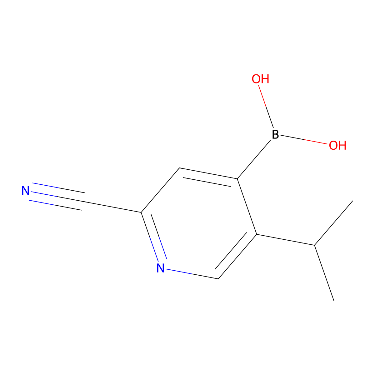 (2-Cyano-5-isopropylpyridin-4-yl)boronic acid molecular structure, CAS 2225171-56-0
