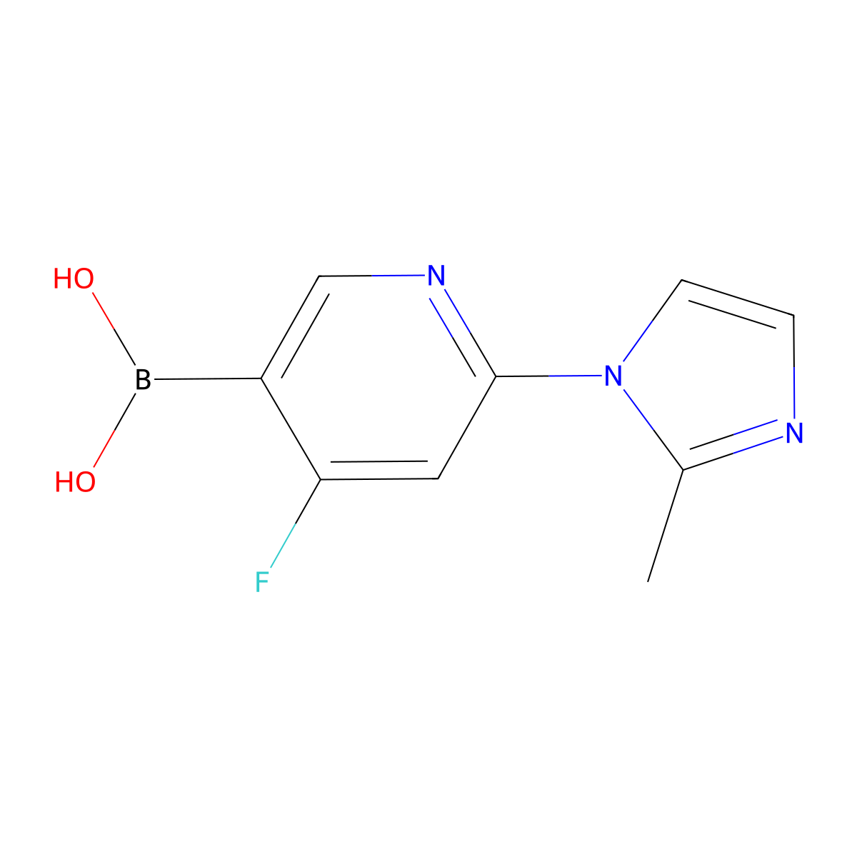 (4-Fluoro-6-(2-methyl-1H-imidazol-1-yl)pyridin-3-yl)boronic acid molecular structure, CAS 2225171-61-7