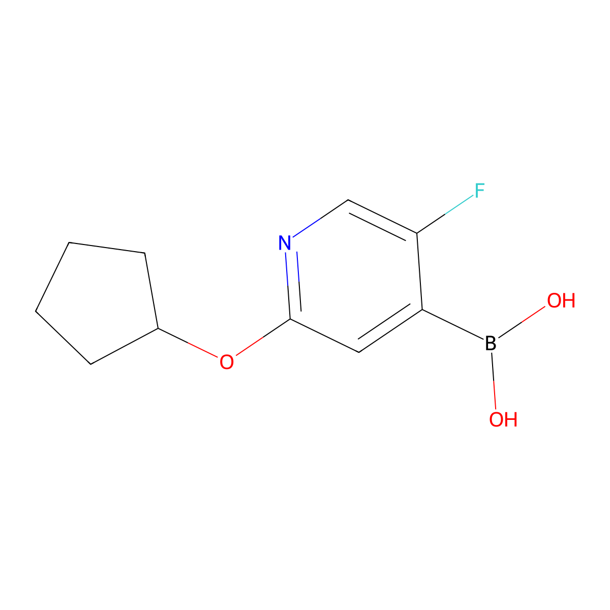(2-(Cyclopentyloxy)-5-fluoropyridin-4-yl)boronic acid molecular structure, CAS 2225171-64-0