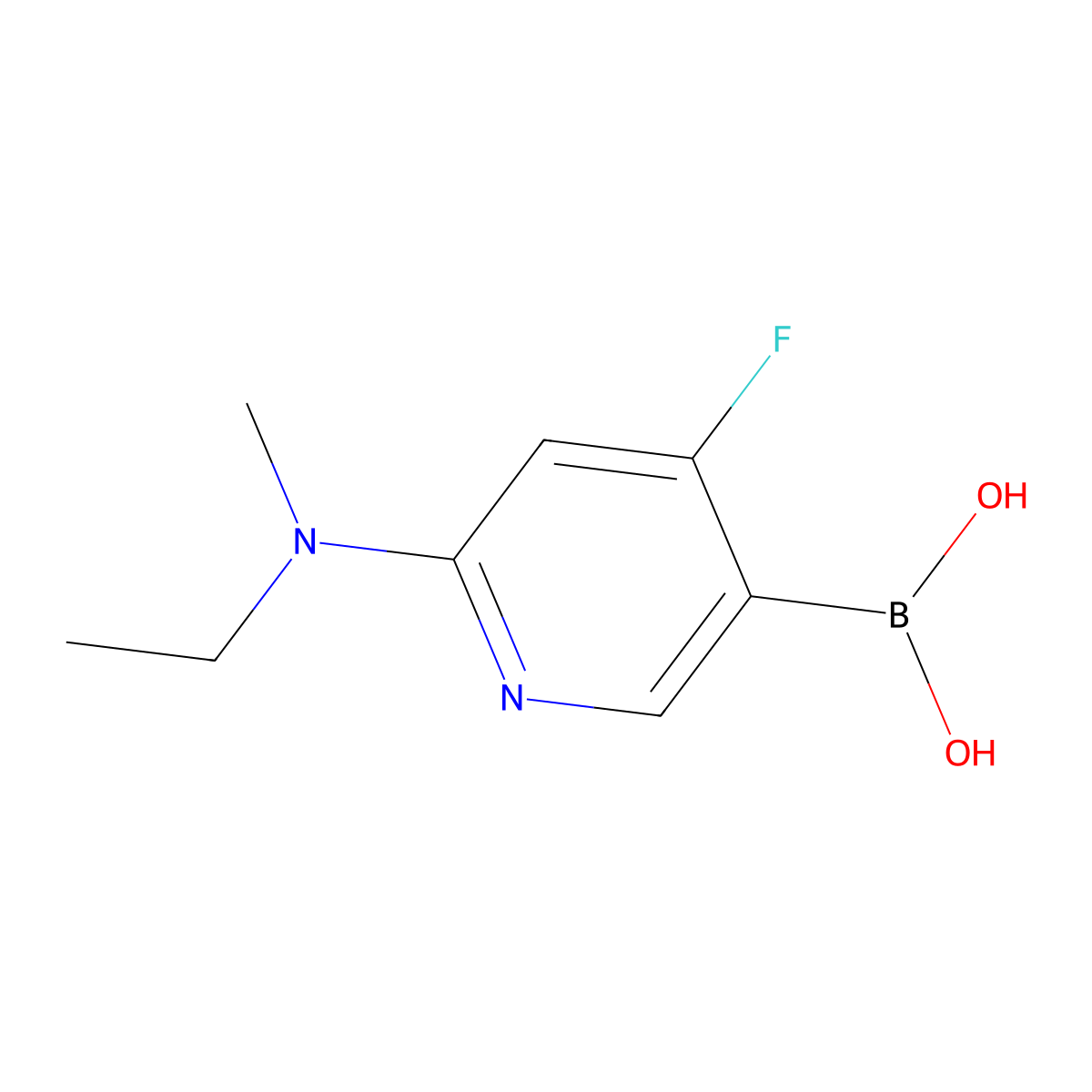 (6-(Ethyl(methyl)amino)-4-fluoropyridin-3-yl)boronic acid molecular structure, CAS 2225171-66-2