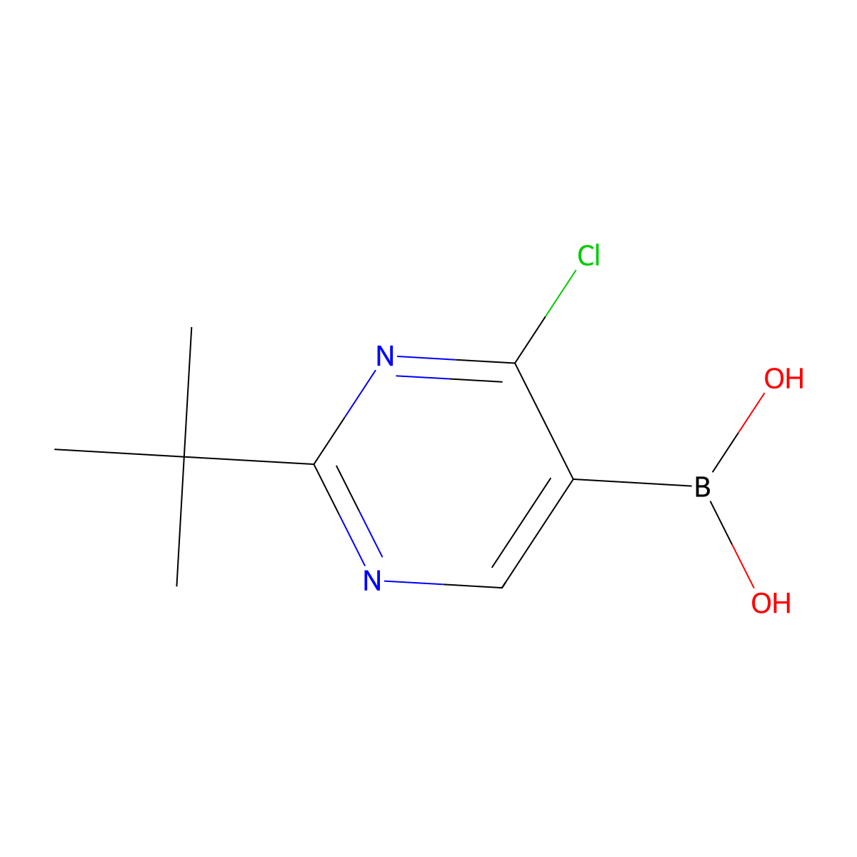 (2-Tert-butyl-4-chloropyrimidin-5-yl)boronic acid molecular structure, CAS 2225171-72-0