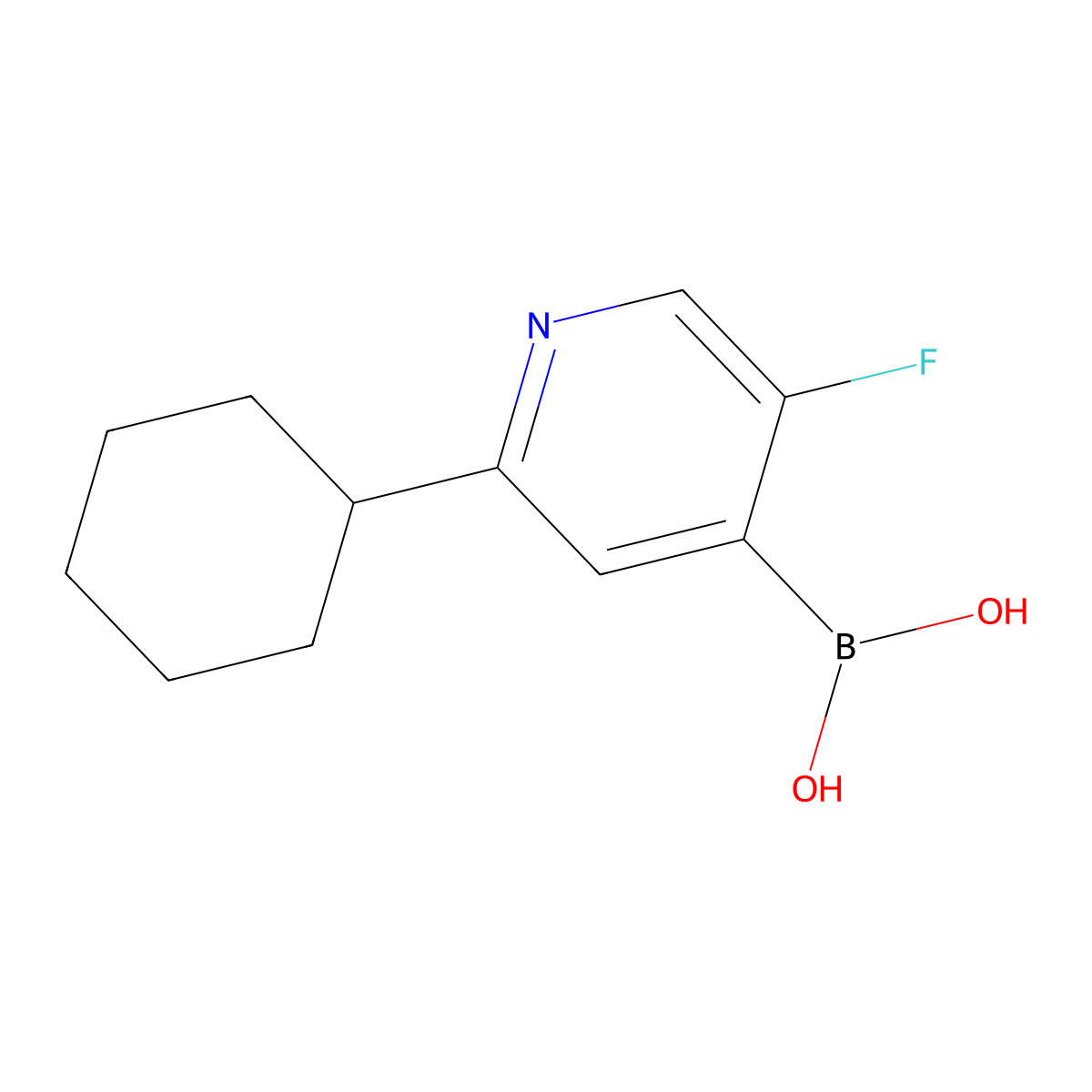 (2-Cyclohexyl-5-fluoropyridin-4-yl)boronic acid molecular structure, CAS 2225171-74-2