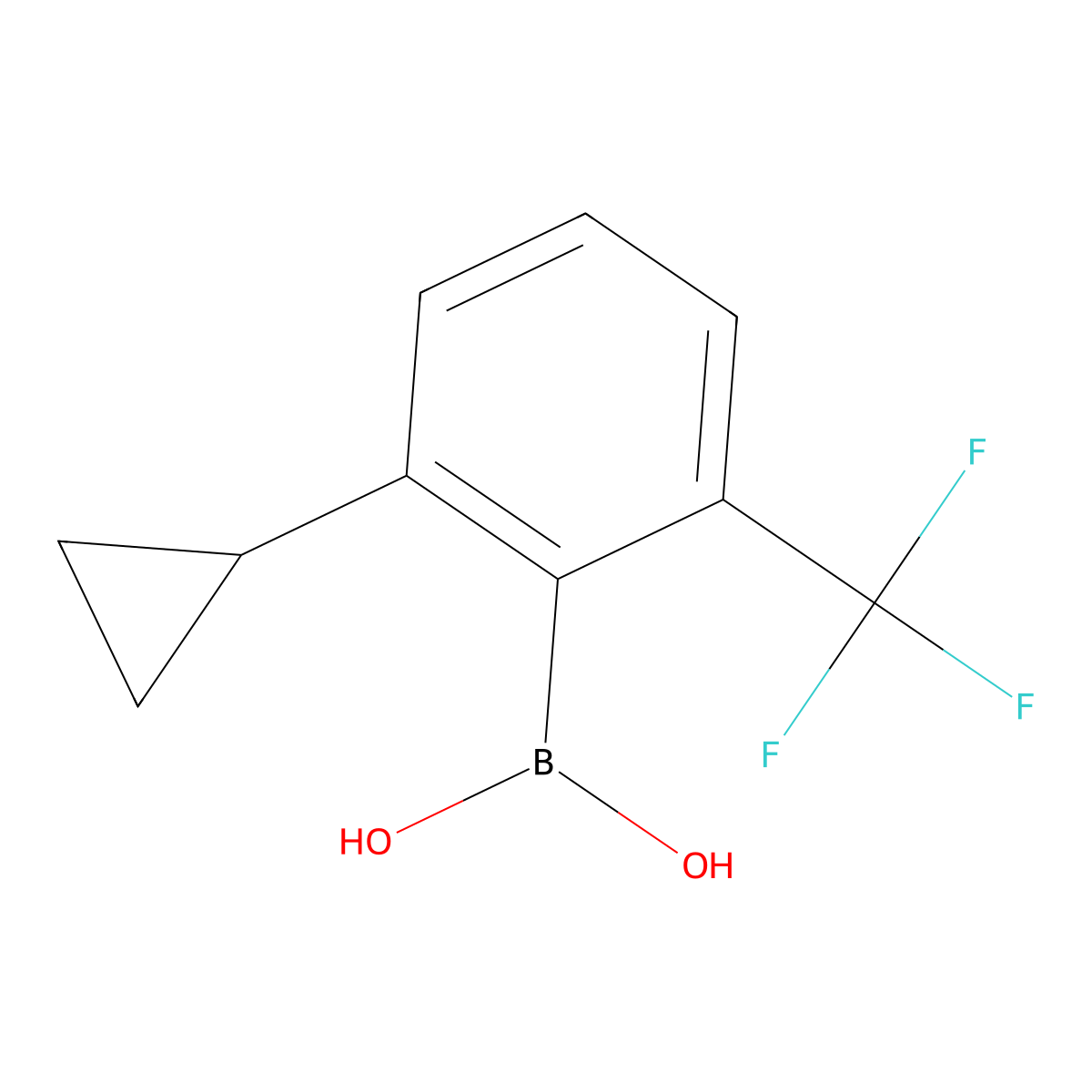 (2-Cyclopropyl-6-(trifluoromethyl)phenyl)boronic acid molecular structure, CAS 2225171-76-4