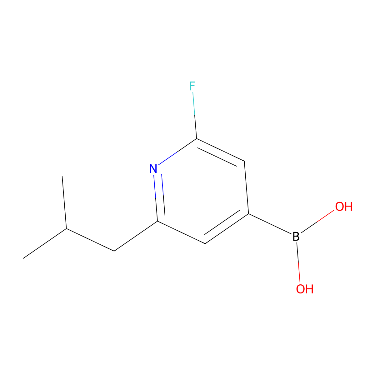 (2-Fluoro-6-isobutylpyridin-4-yl)boronic acid molecular structure, CAS 2225171-79-7