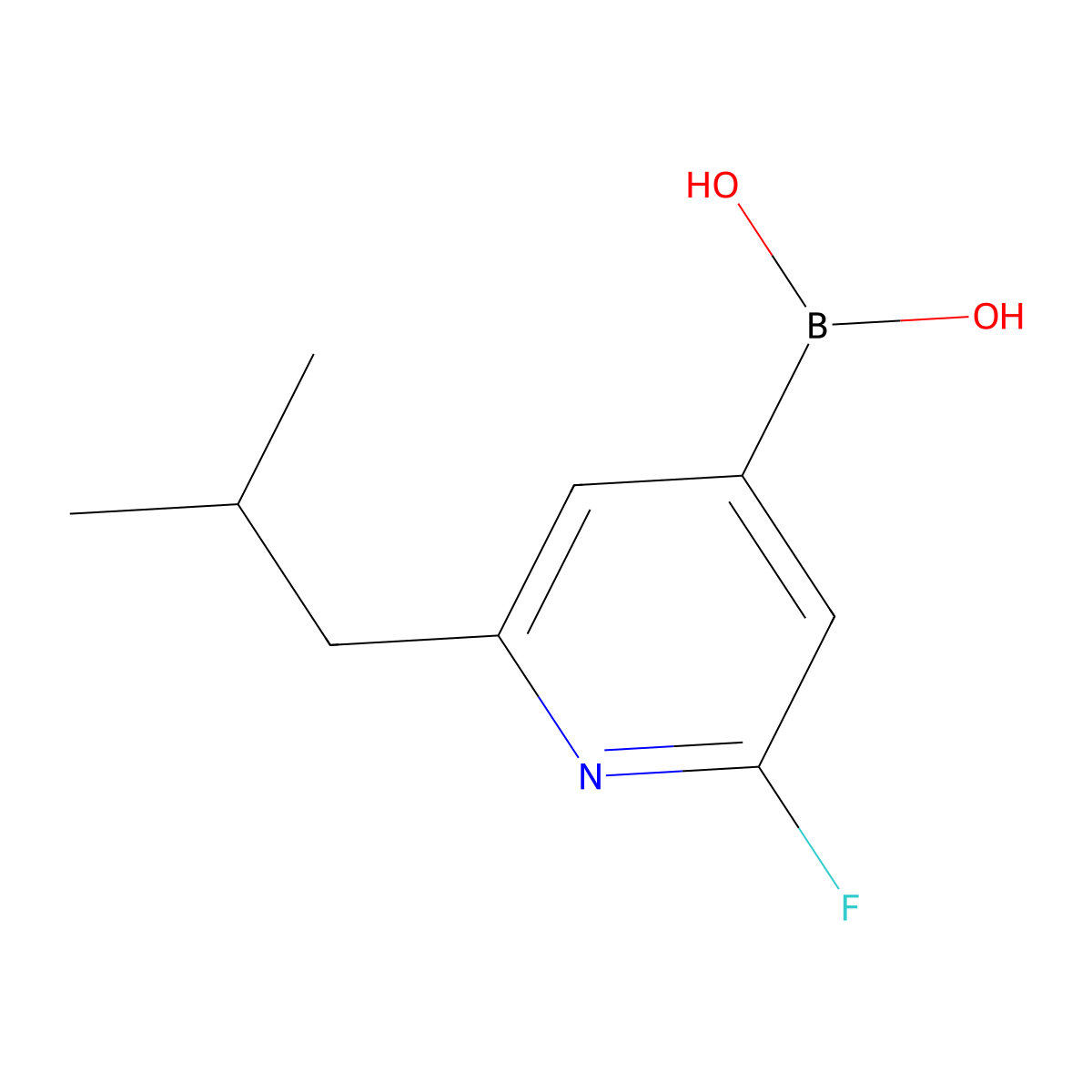 (2-Fluoro-6-isobutylpyridin-4-yl)boronic acid molecular structure, CAS 2225171-79-7