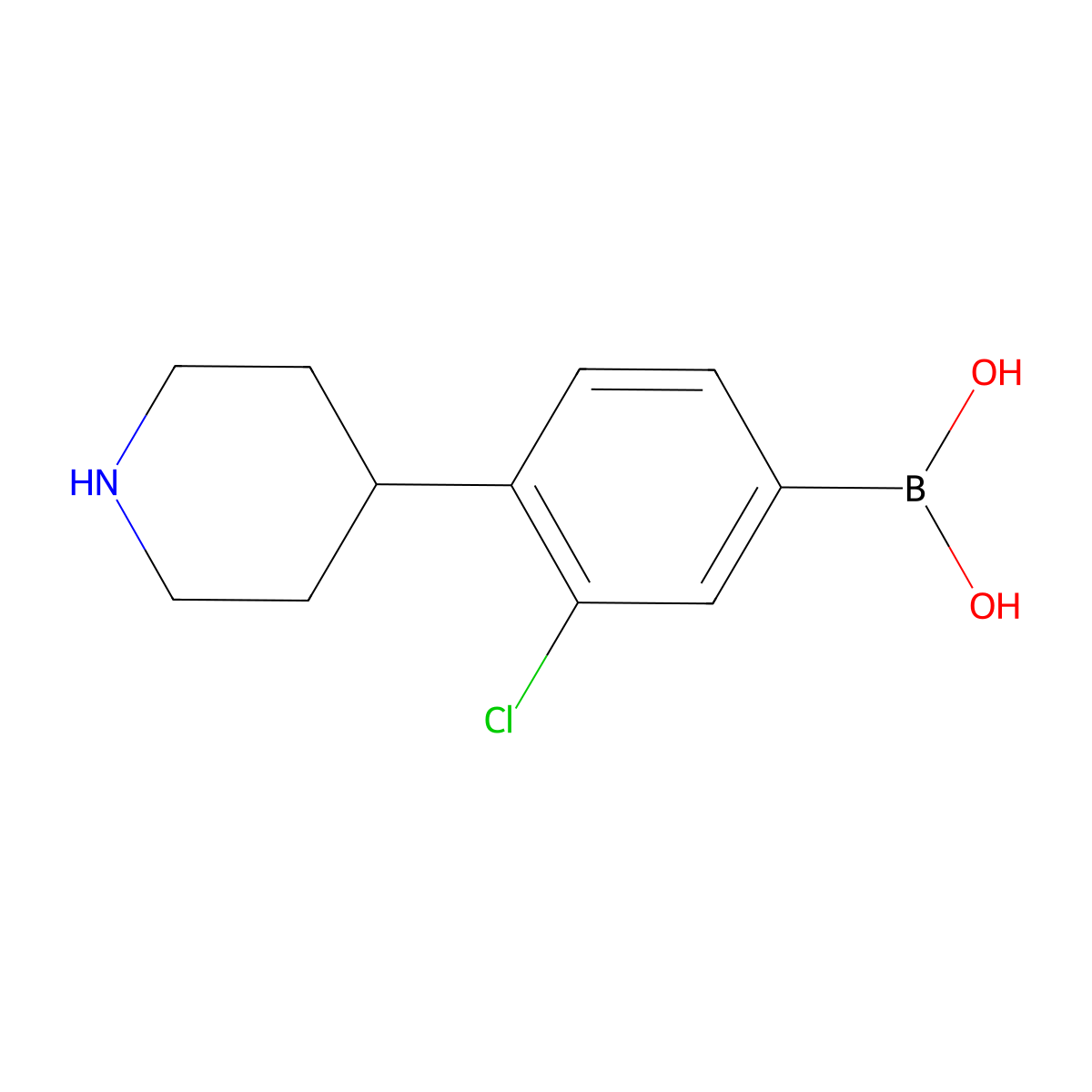 (3-Chloro-4-(piperidin-4-yl)phenyl)boronic acid molecular structure, CAS 2225171-84-4