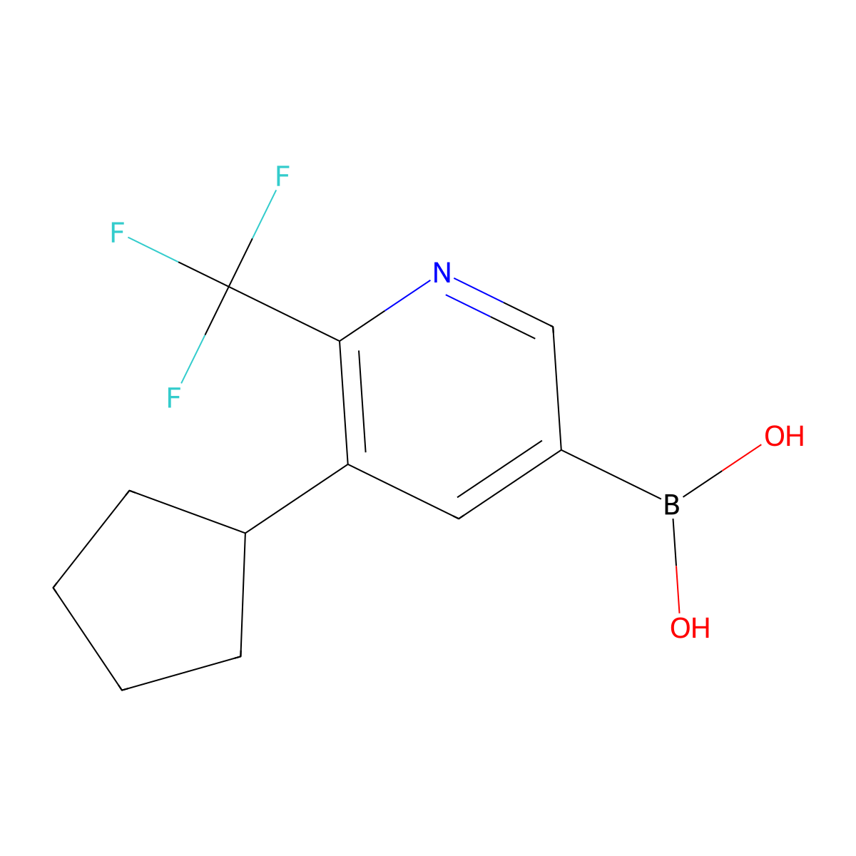 (5-Cyclopentyl-6-(trifluoromethyl)pyridin-3-yl)boronic acid molecular structure, CAS 2225171-85-5