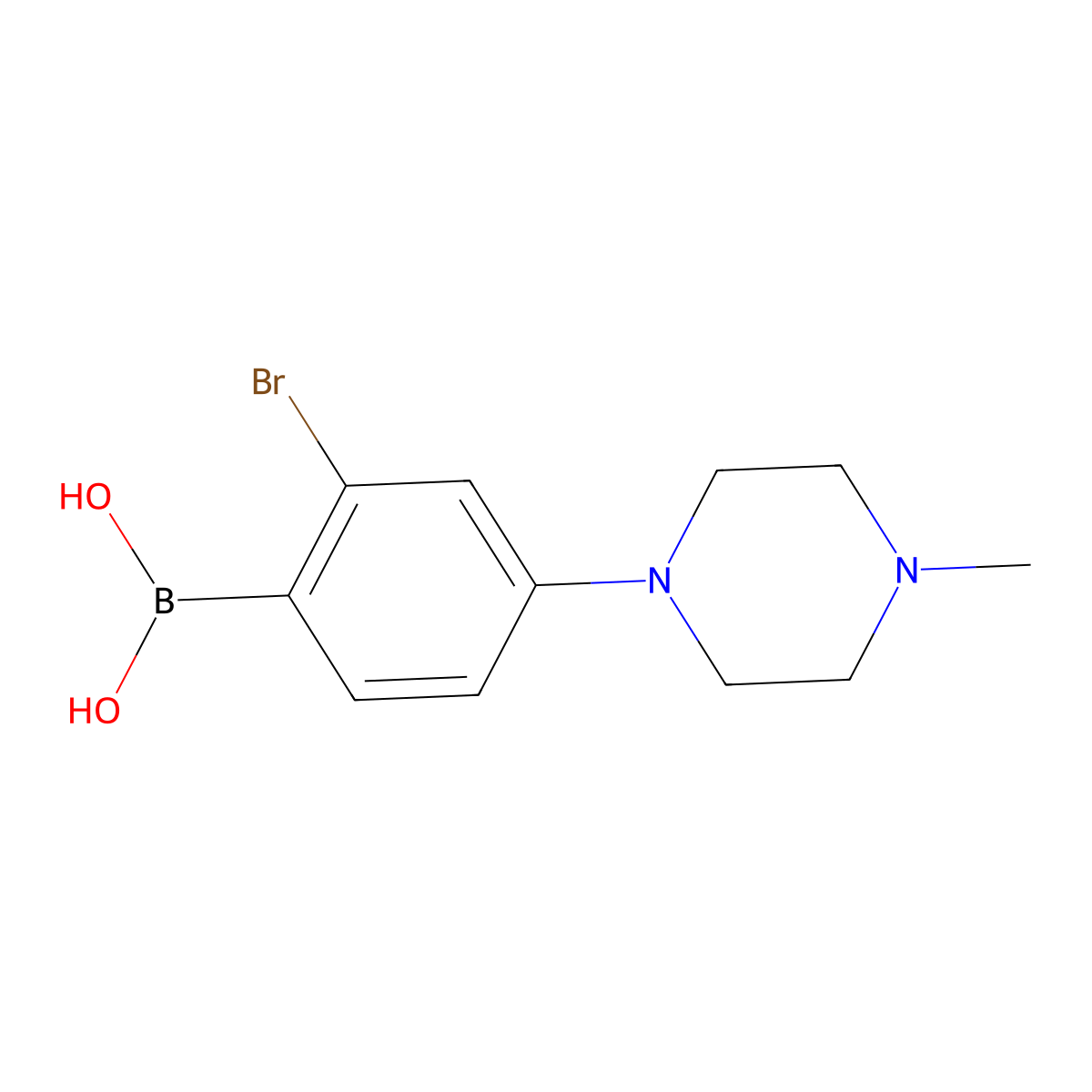 (2-Bromo-4-(4-methylpiperazin-1-yl)phenyl)boronic acid molecular structure, CAS 2225171-86-6