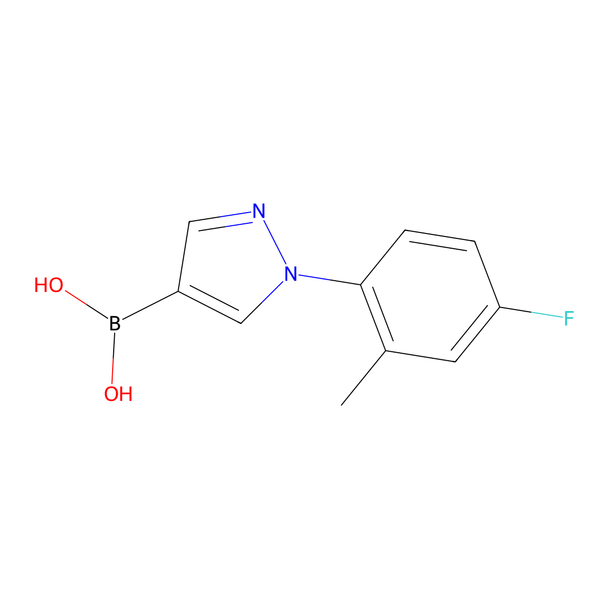 (1-(4-Fluoro-2-methylphenyl)-1H-pyrazol-4-yl)boronic acid molecular structure, CAS 2225171-90-2