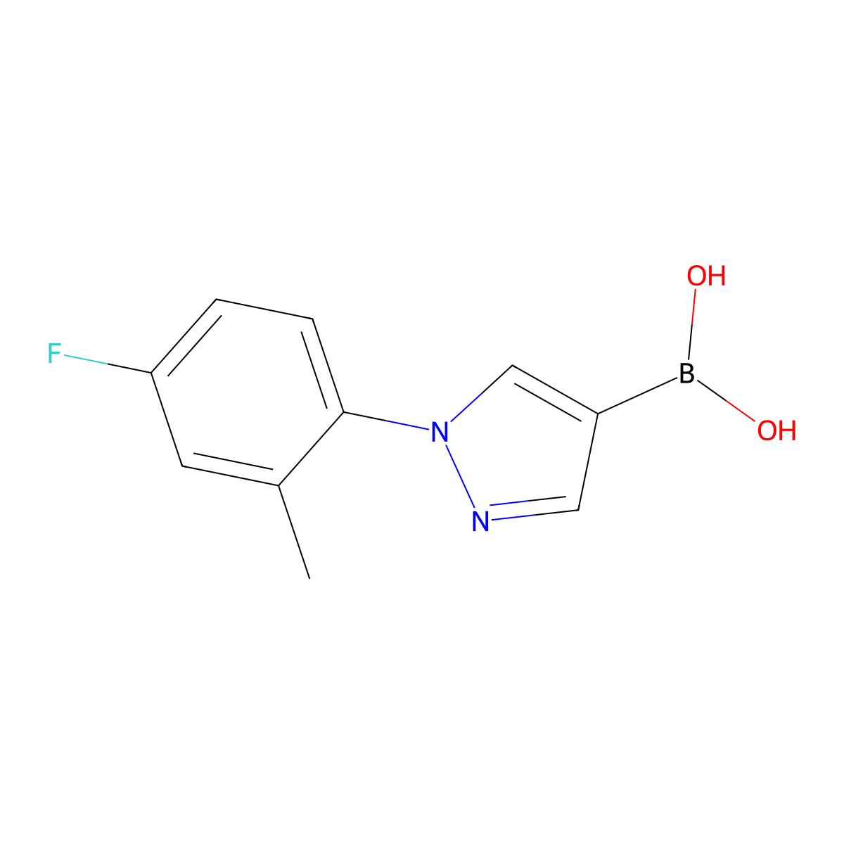 (1-(4-Fluoro-2-methylphenyl)-1H-pyrazol-4-yl)boronic acid molecular structure, CAS 2225171-90-2