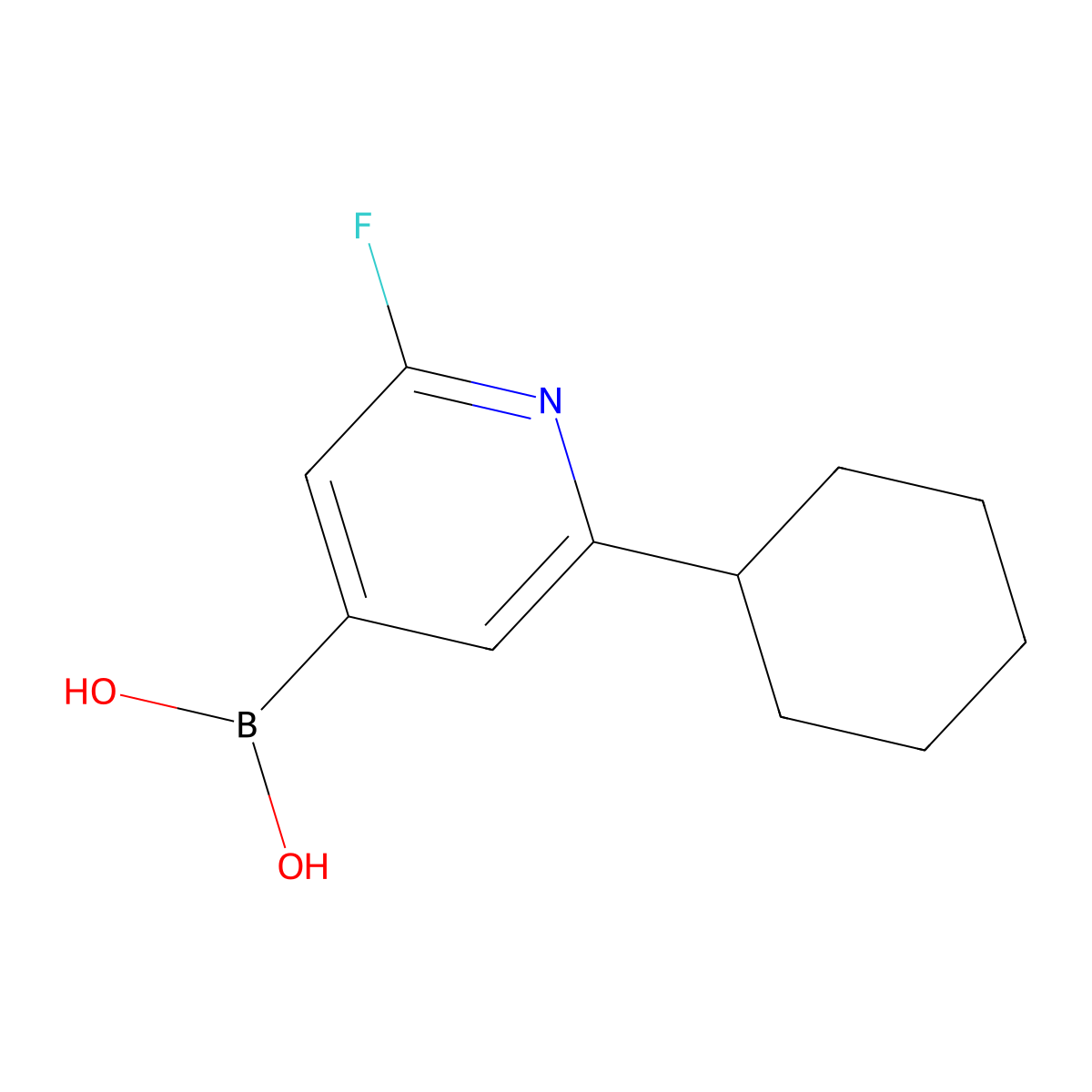 (2-Cyclohexyl-6-fluoropyridin-4-yl)boronic acid molecular structure, CAS 2225171-98-0