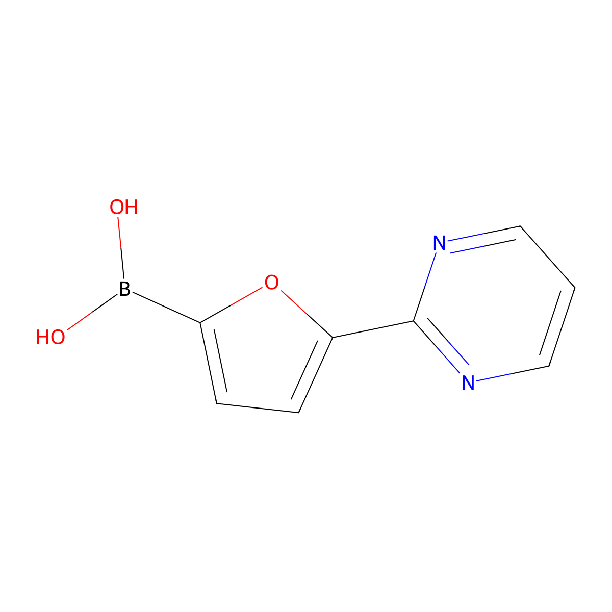 (5-(Pyrimidin-2-yl)furan-2-yl)boronic acid molecular structure, CAS 2225172-01-8
