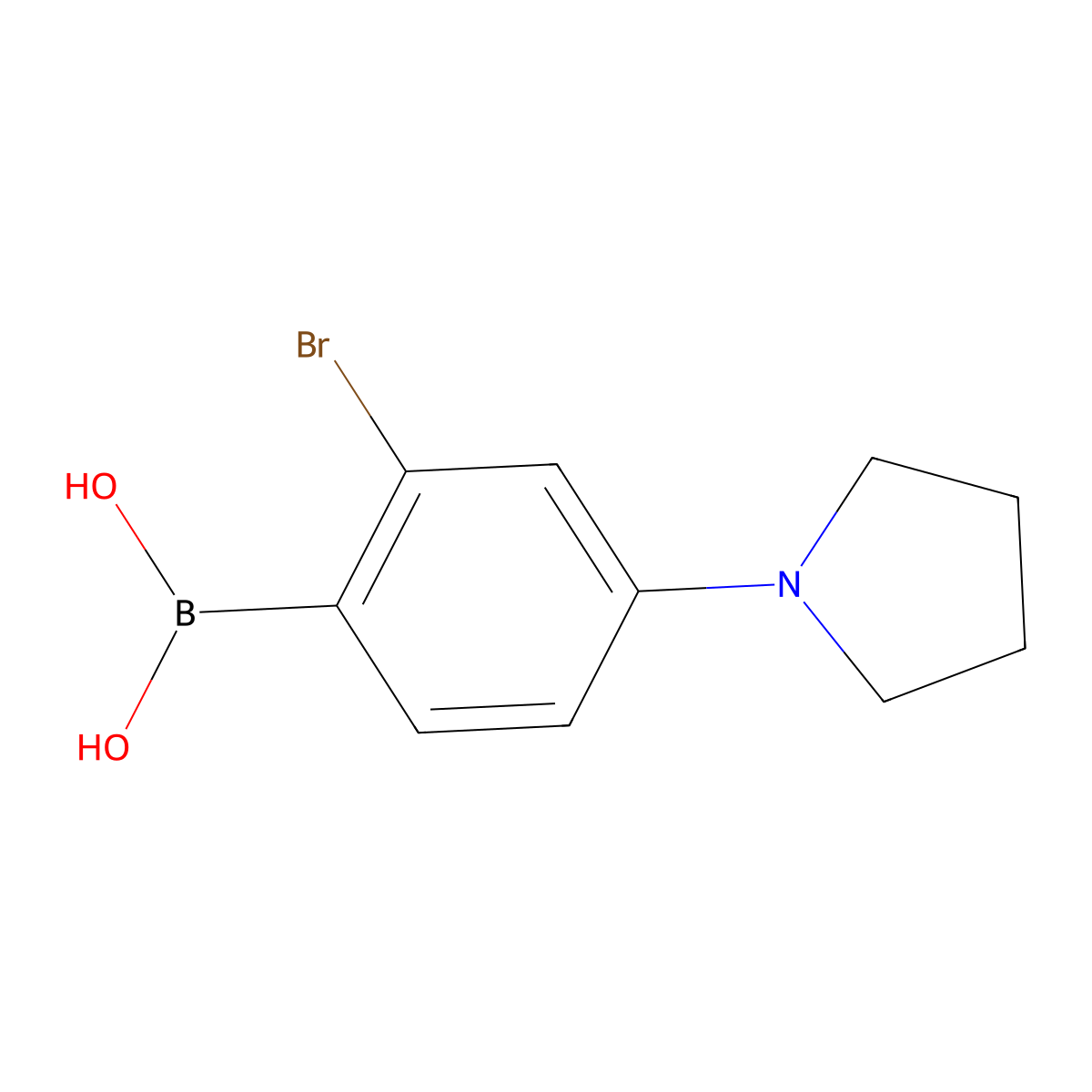 (2-Bromo-4-(pyrrolidin-1-yl)phenyl)boronic acid molecular structure, CAS 2225172-04-1