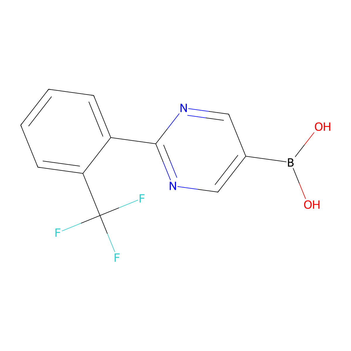 (2-(2-(Trifluoromethyl)phenyl)pyrimidin-5-yl)boronic acid molecular structure, CAS 2225172-07-4